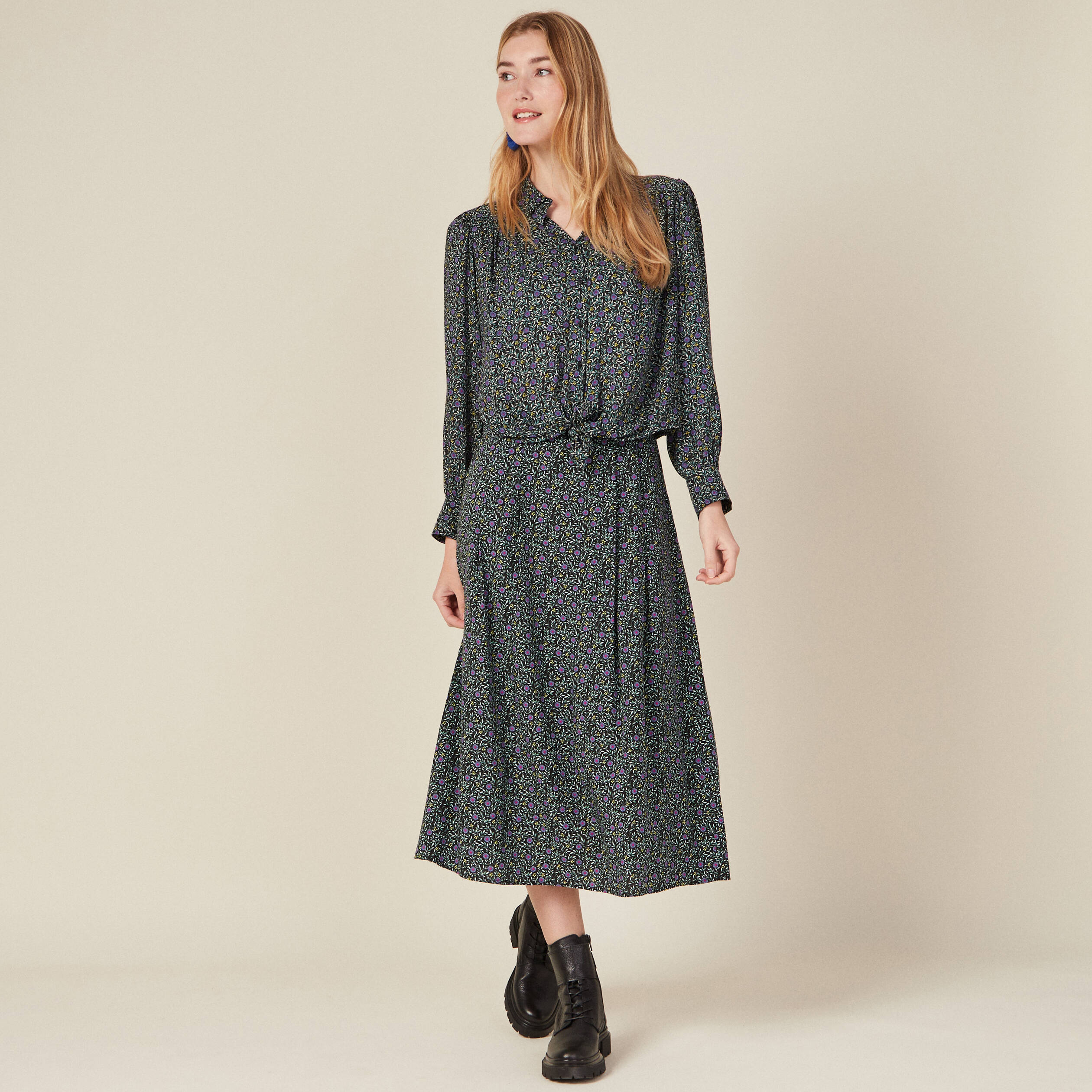 Jupe longue évasée noir femme