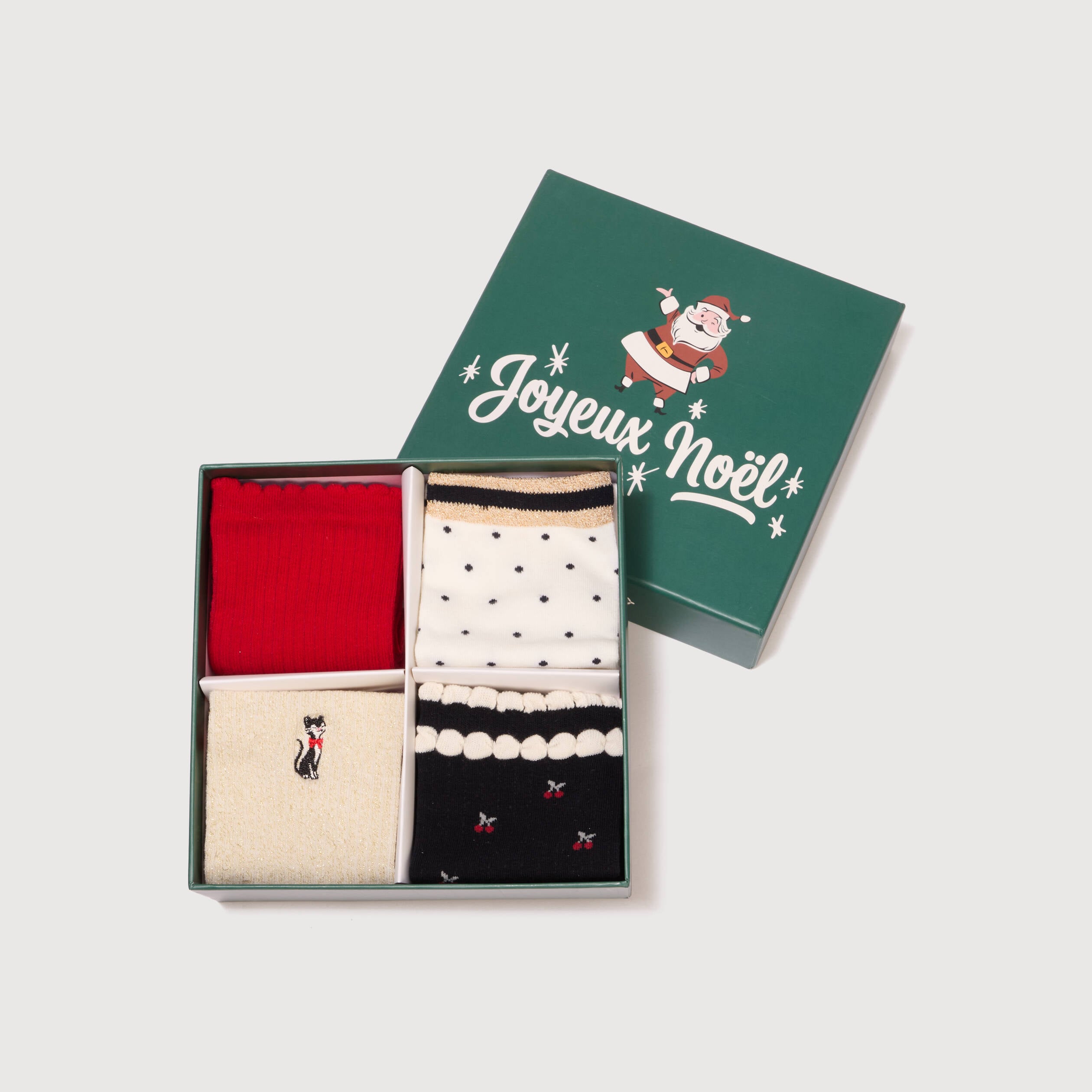 Lot de 4 paires chaussettes hautes noir femme