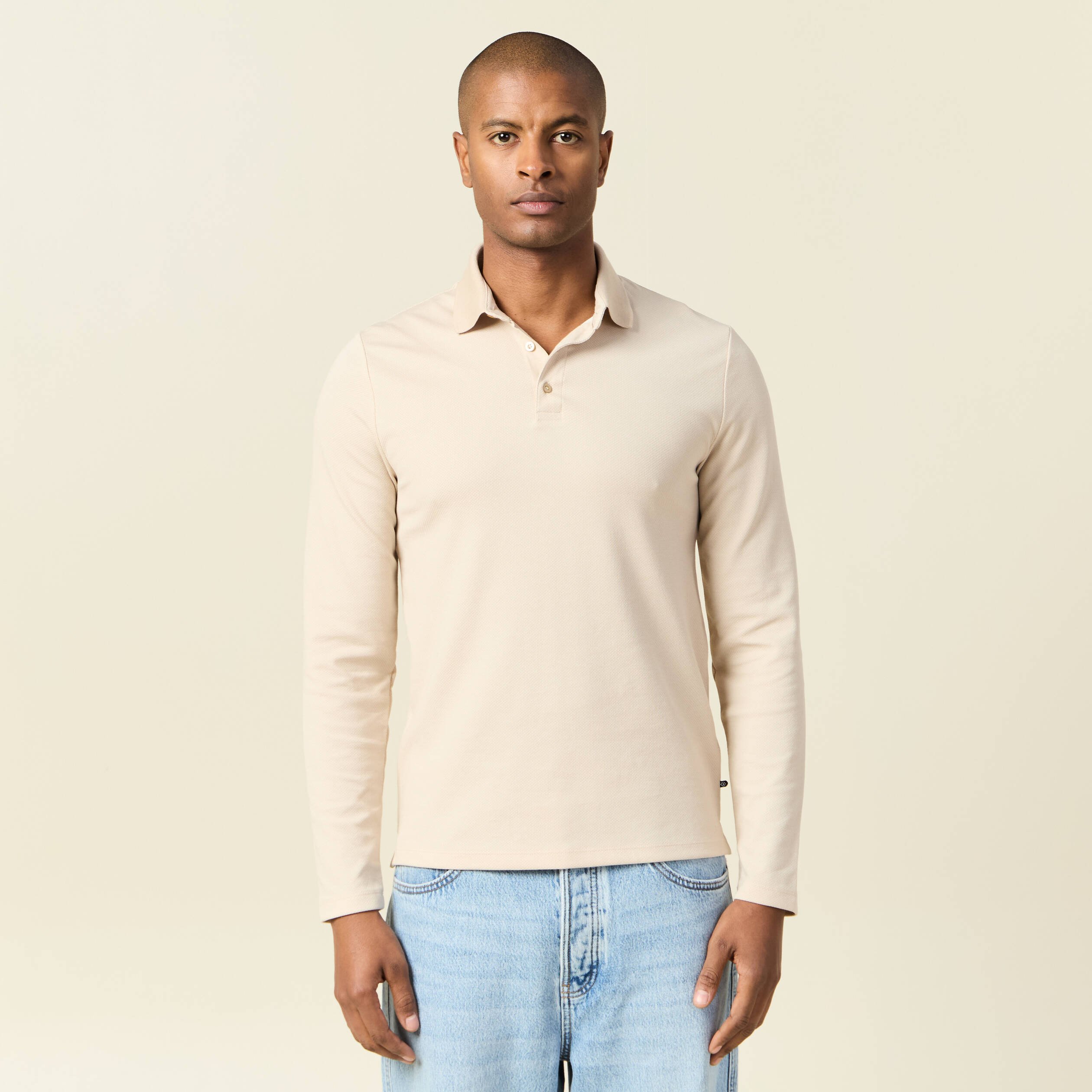 polo manches longues sable homme Polo manches longues sable homme