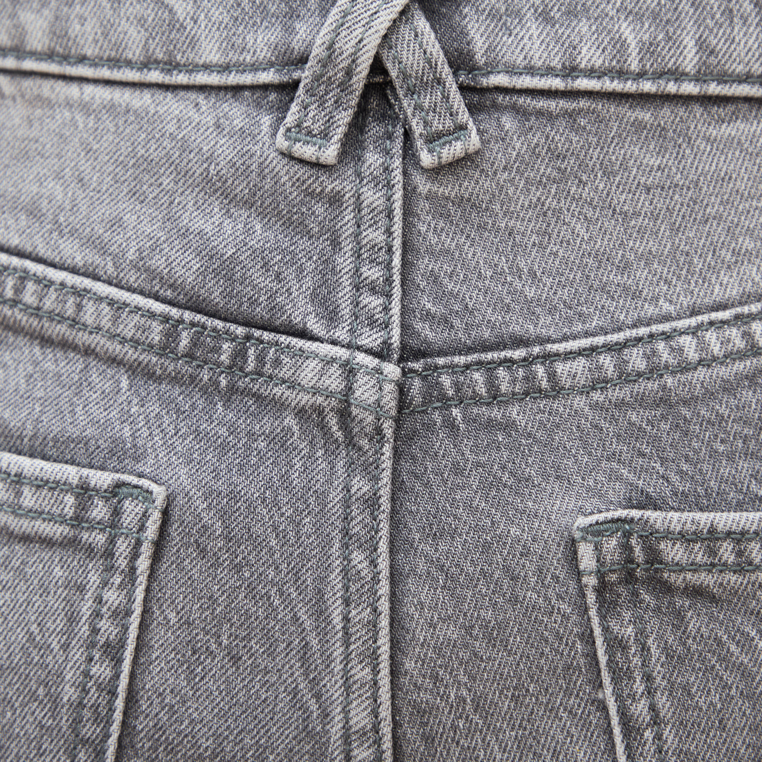 Jeans straight 7/8&egrave;me taille haute denim gris femme