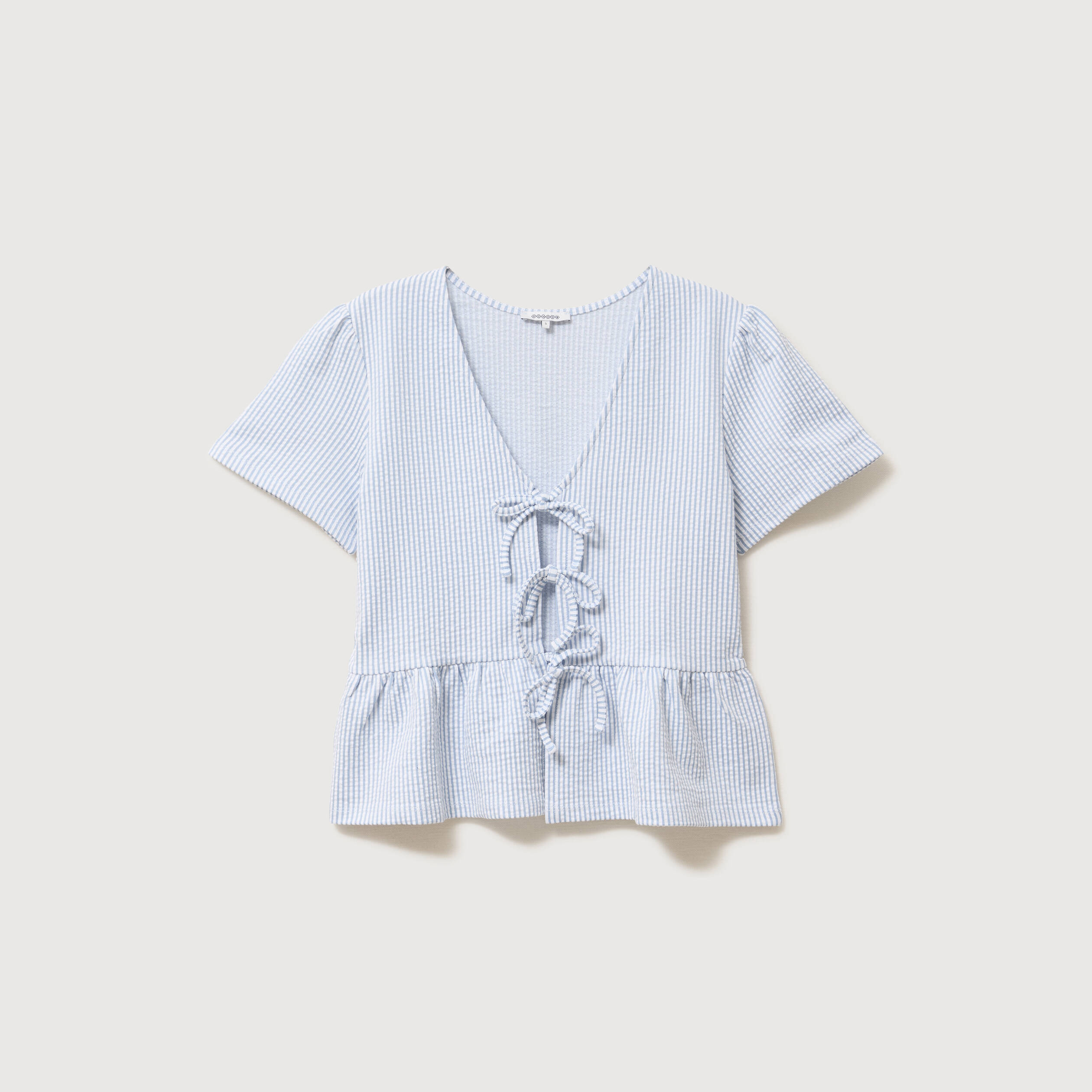 Blouse manches courtes bleu pastel femme