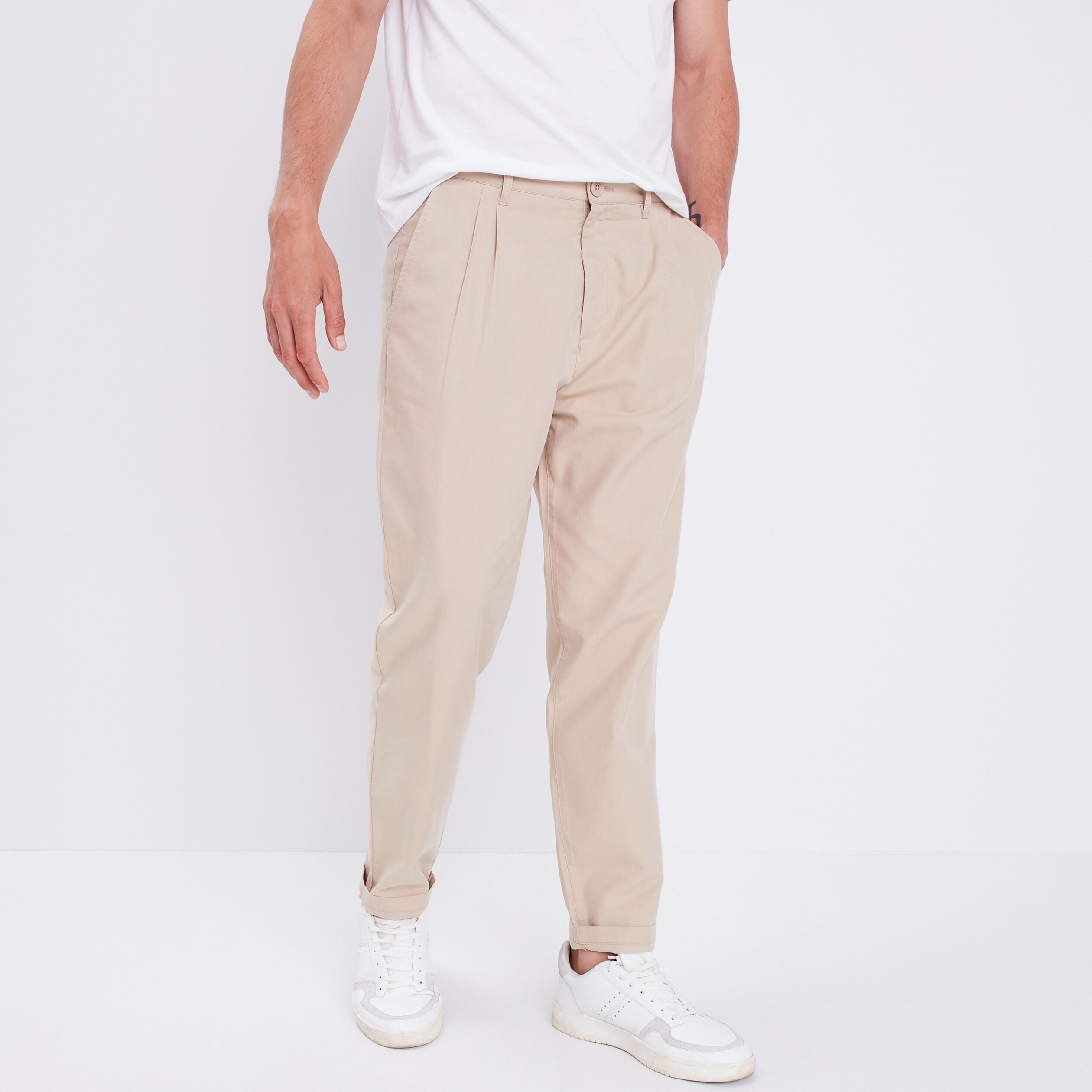 Pantalons beige outlet homme