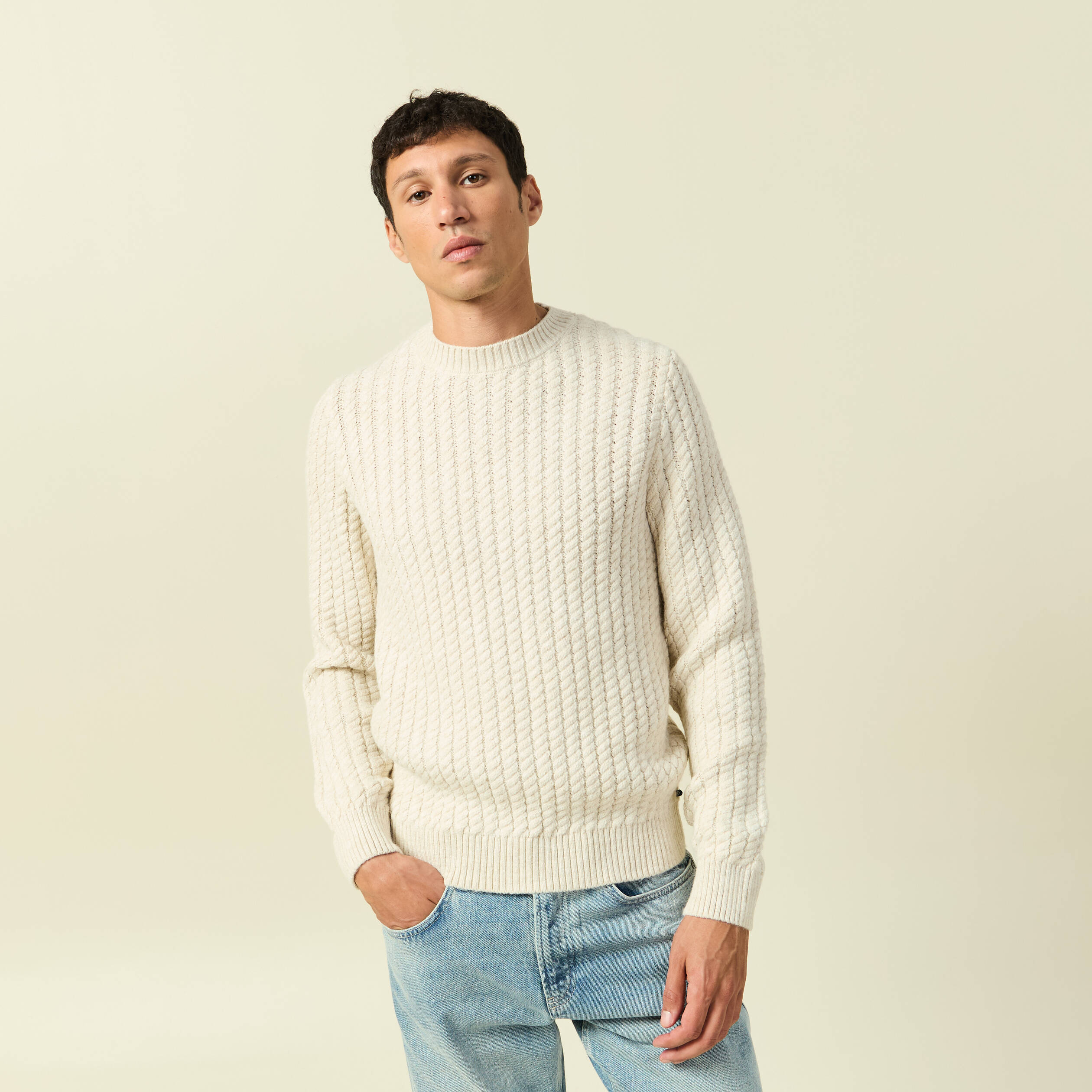 Pull doux et chaud, col rond, manches et bas élastiqué, Qaba'il