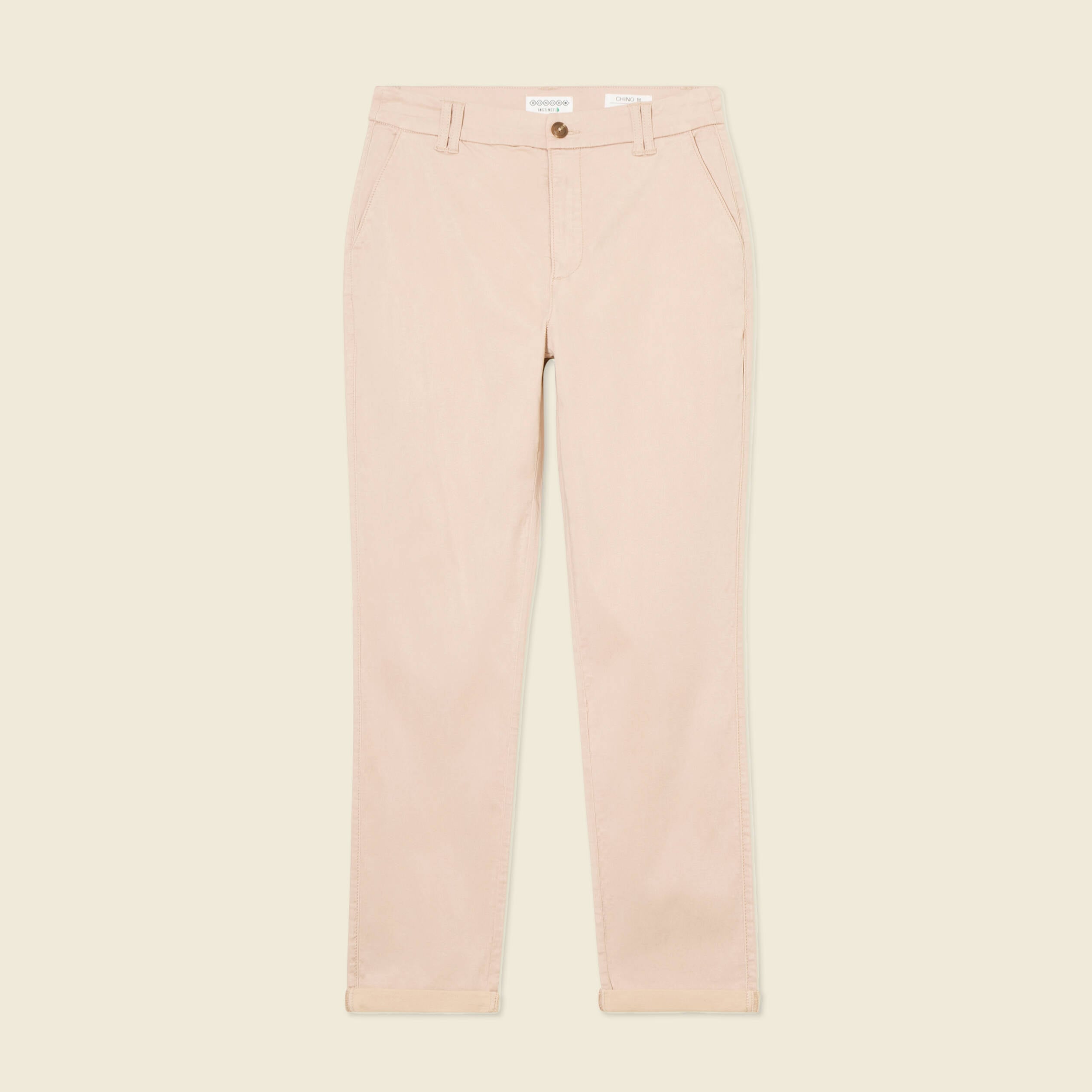Pantalon chino cigarette rose clair femme