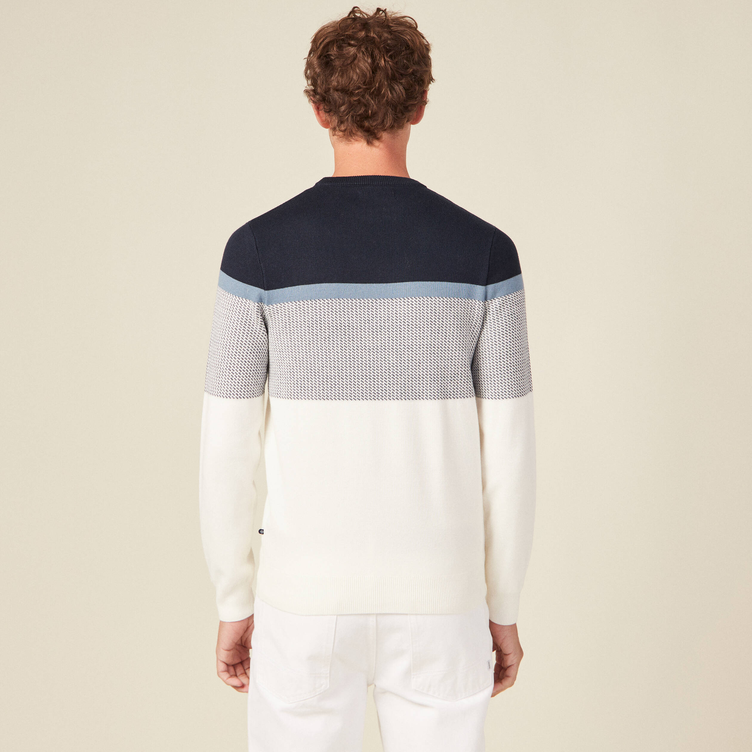 Pull manches longues ecru homme