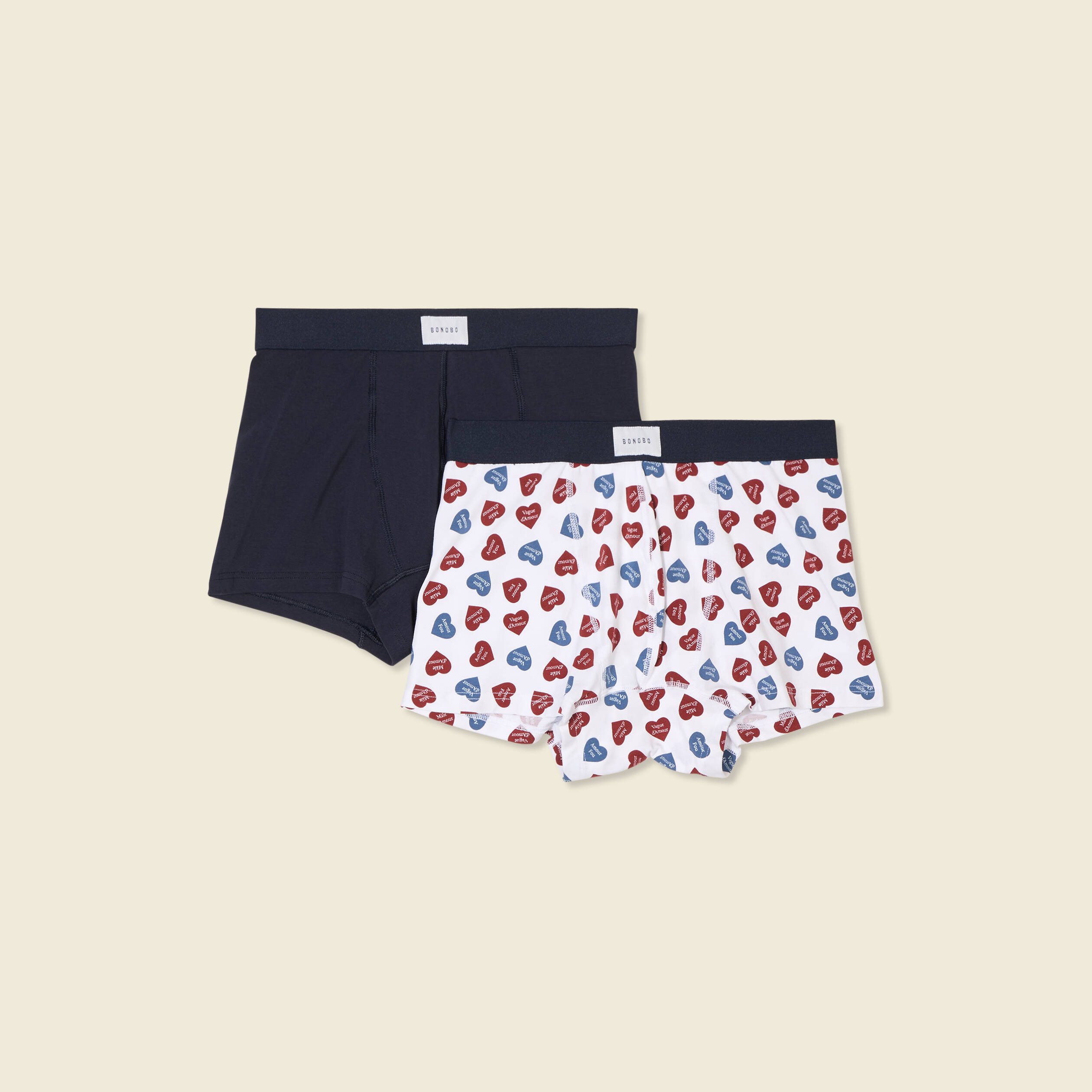 Lot 2 boxers bleu marine homme