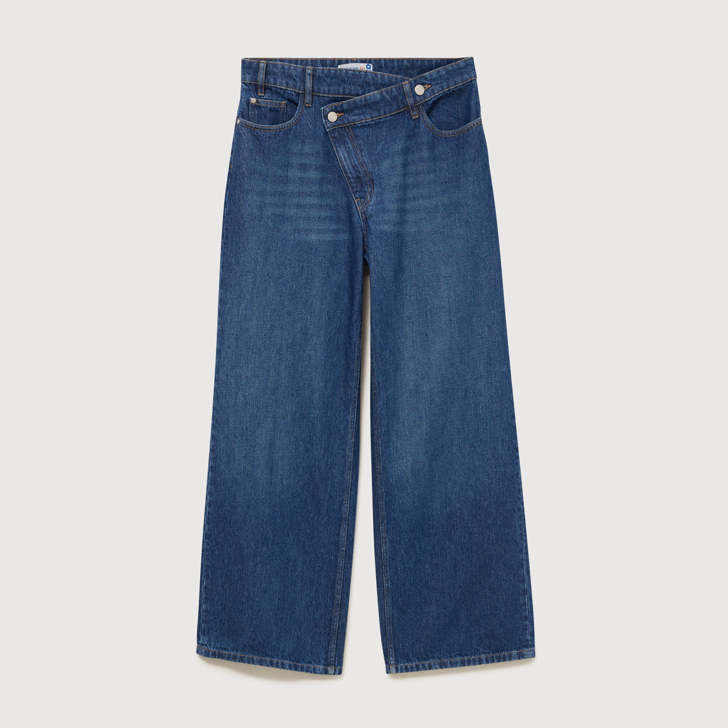 Jeans loose taille haute en coton denim stone femme
