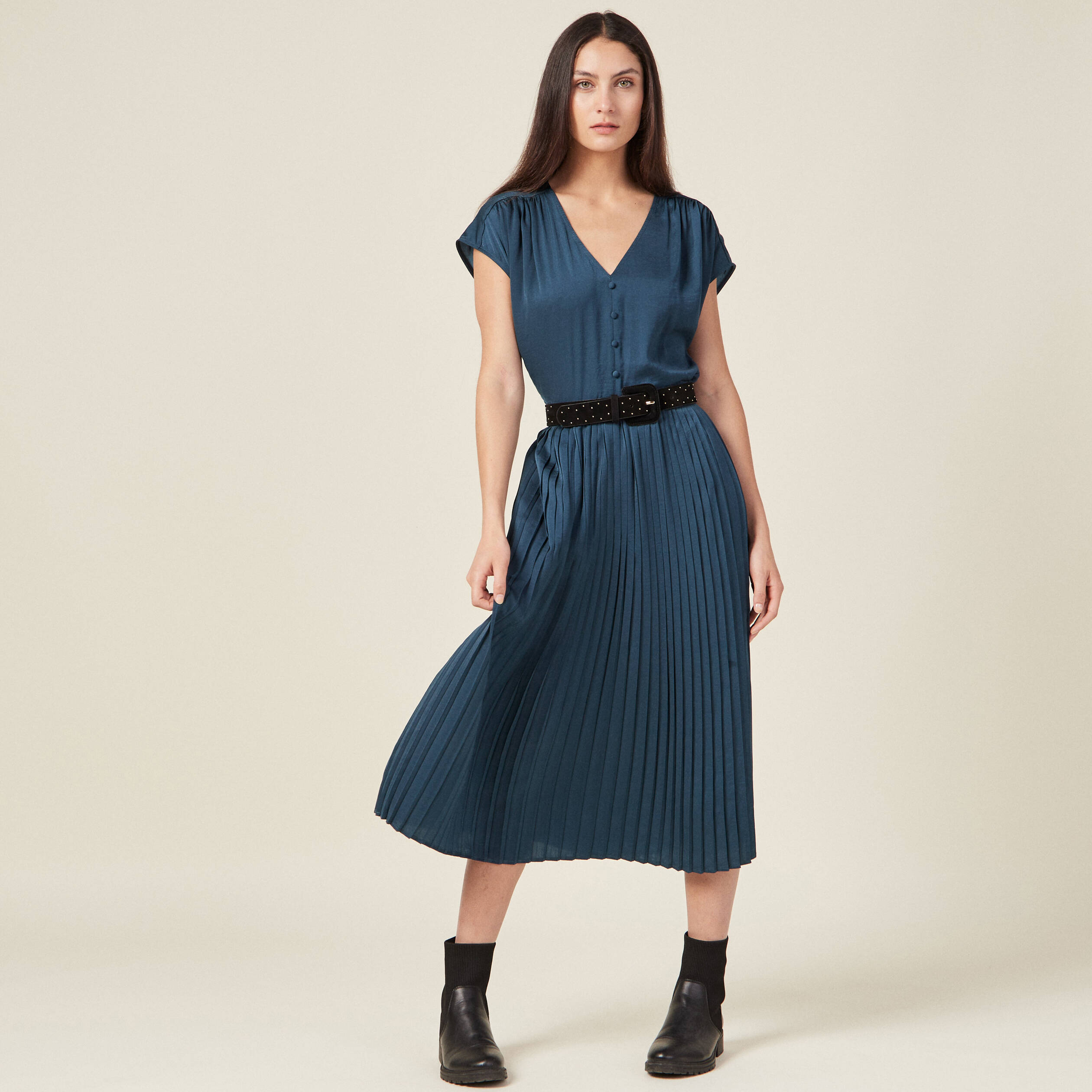 Robe midi online plissée
