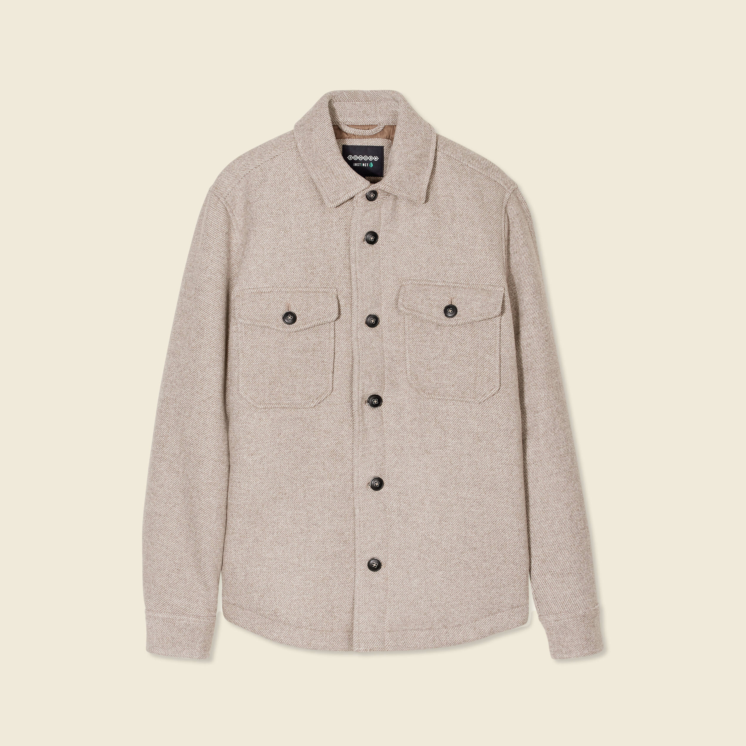 Surchemise boutonn&eacute;e beige homme