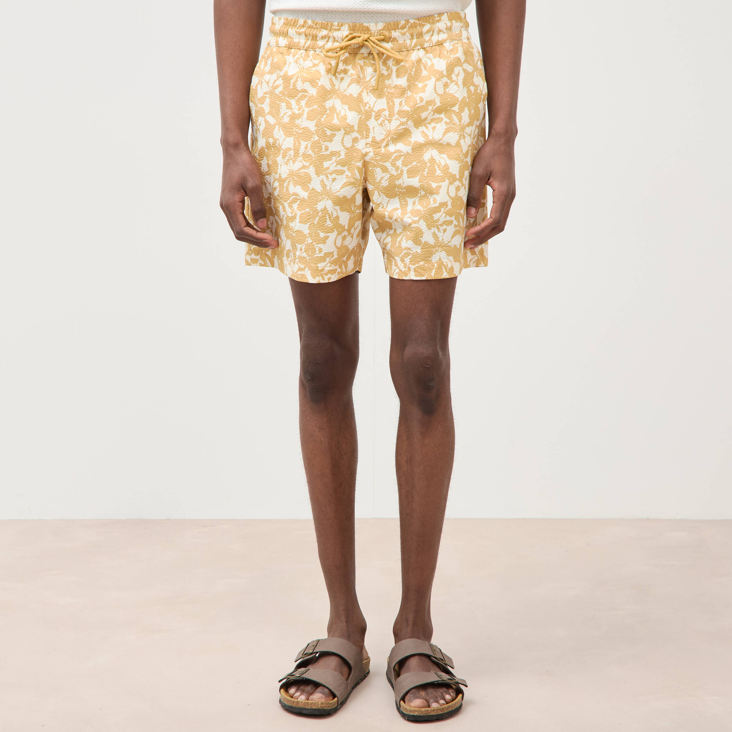 Maillot de bain doubl&eacute; jaune moutarde homme