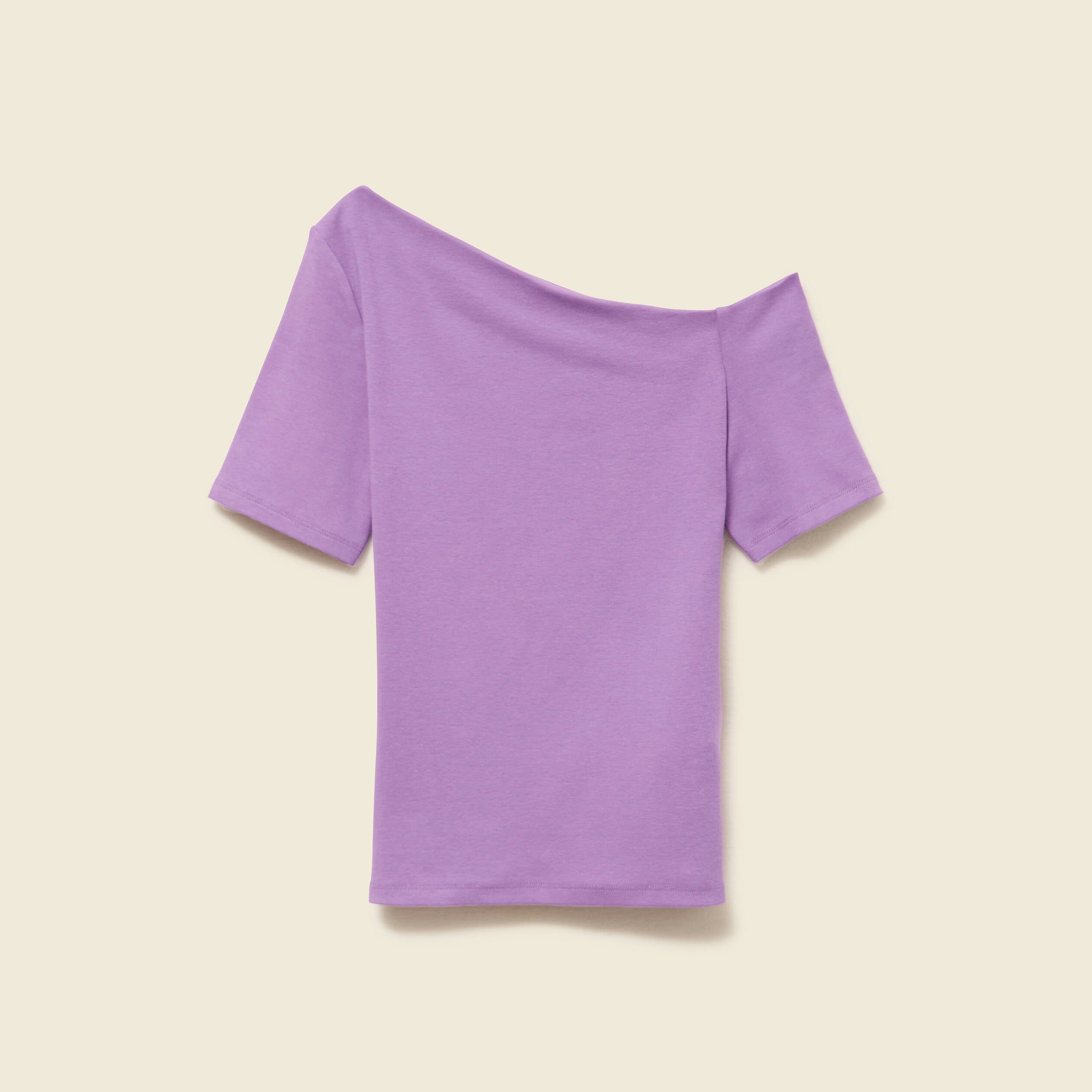 T-shirt asym&eacute;trique manches courtes violet femme