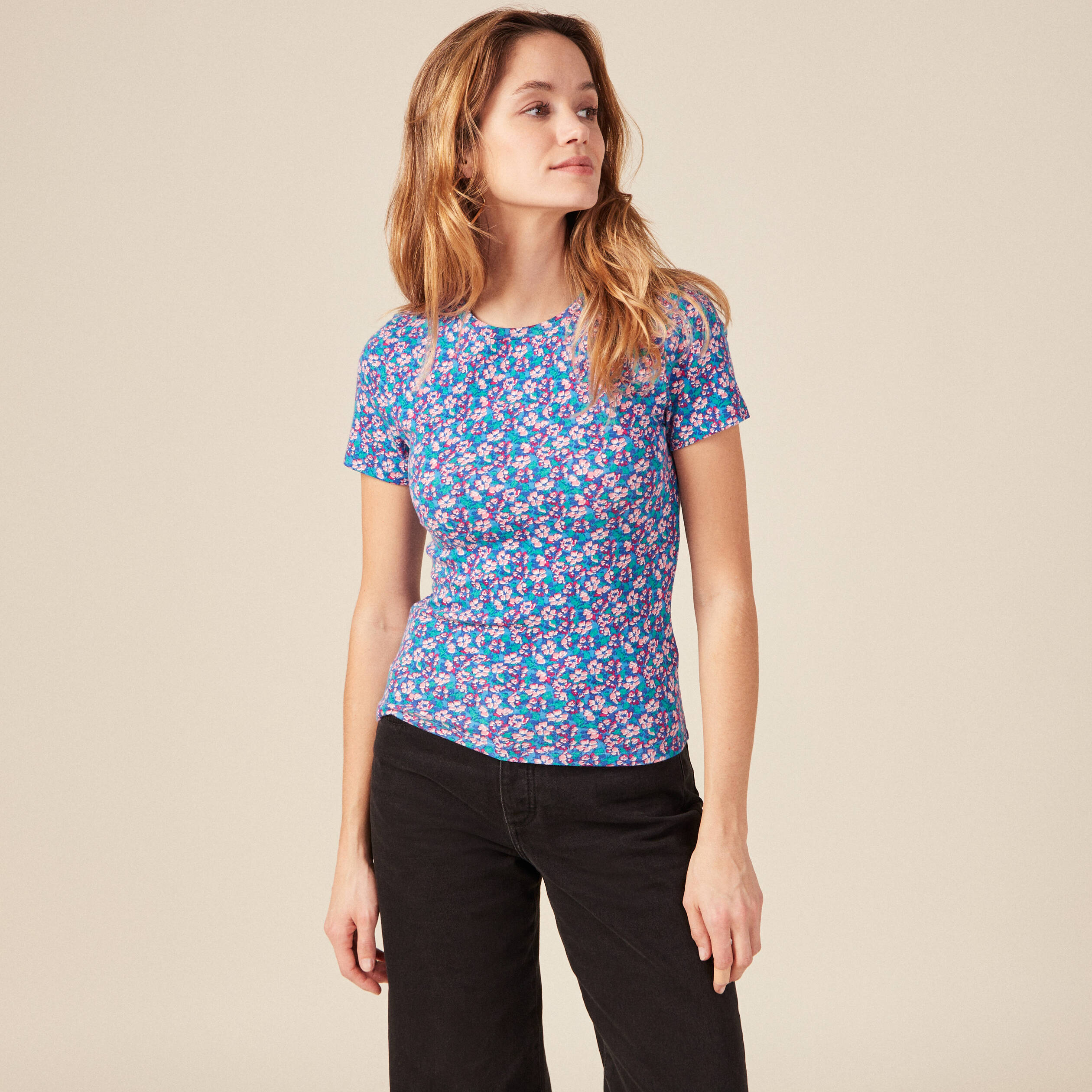 t shirt manches courtes bleu femme T-shirt manches courtes bleu femme