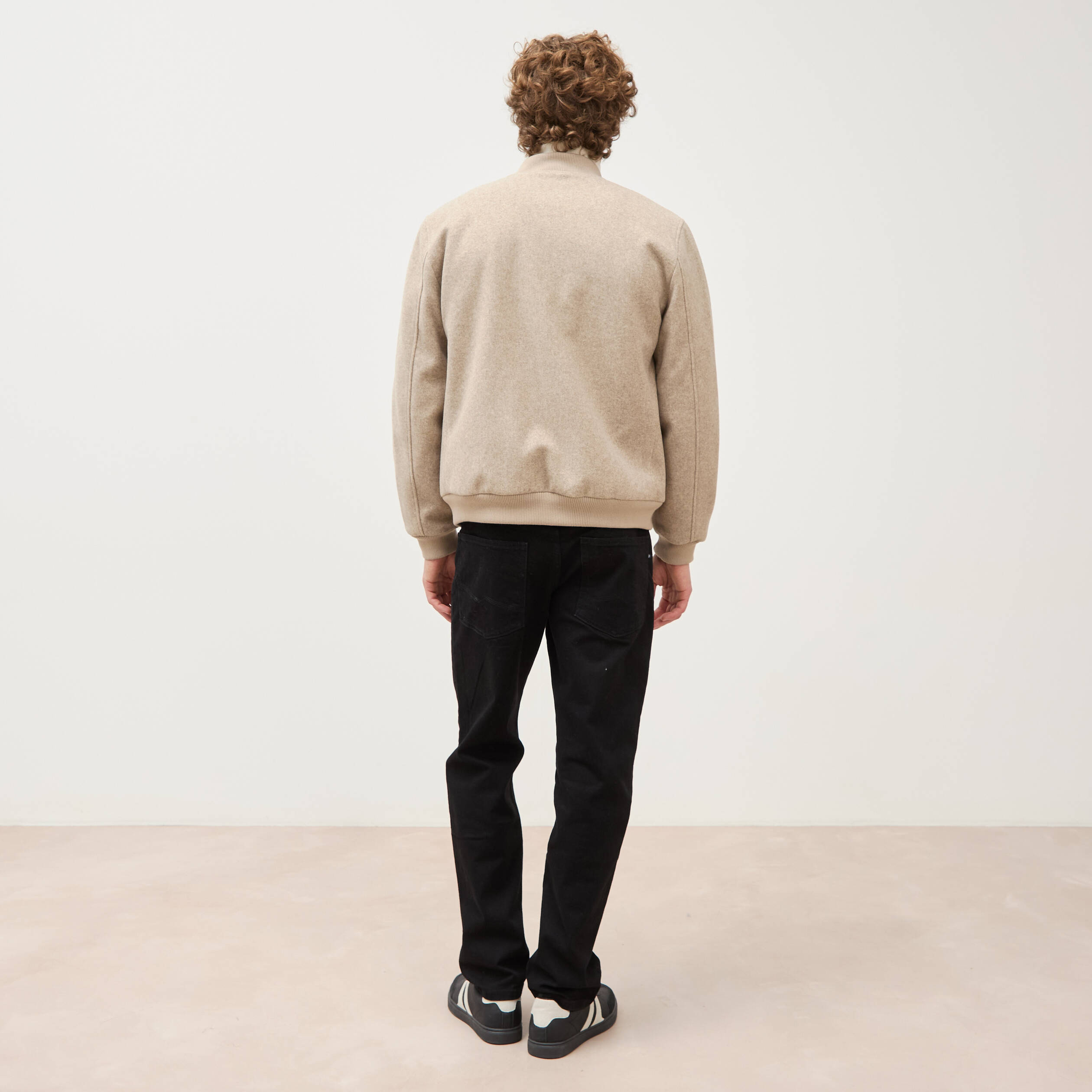Blouson doubl&eacute; manches longues beige homme