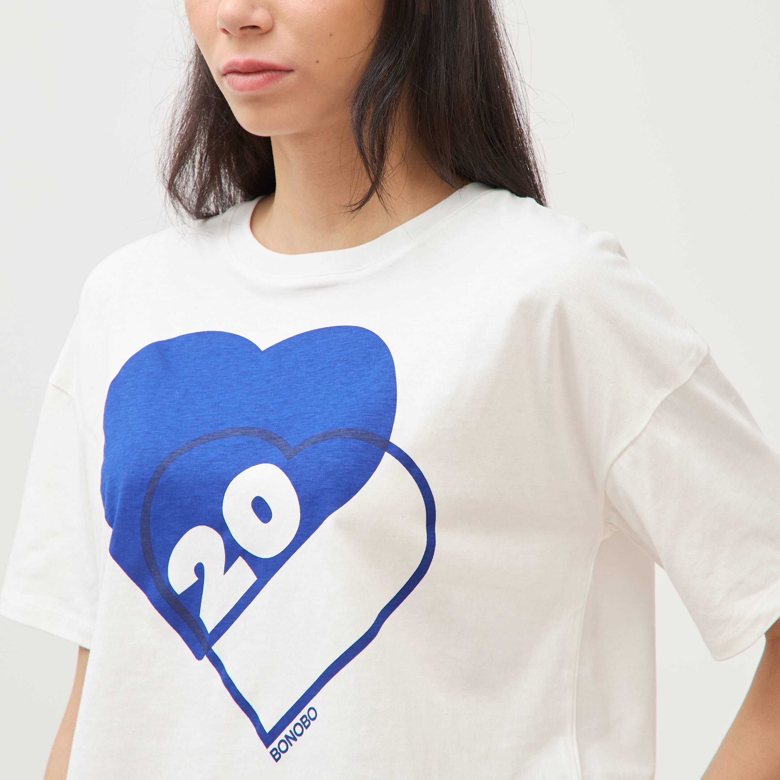 T-shirt droit cropped manches coude ecru femme