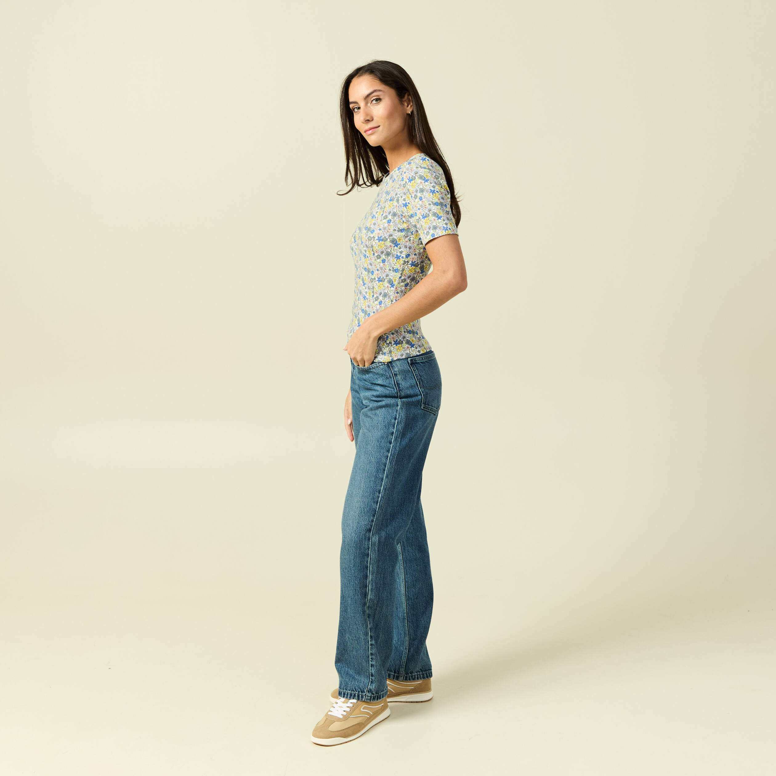 T-shirt manches courtes bleu femme