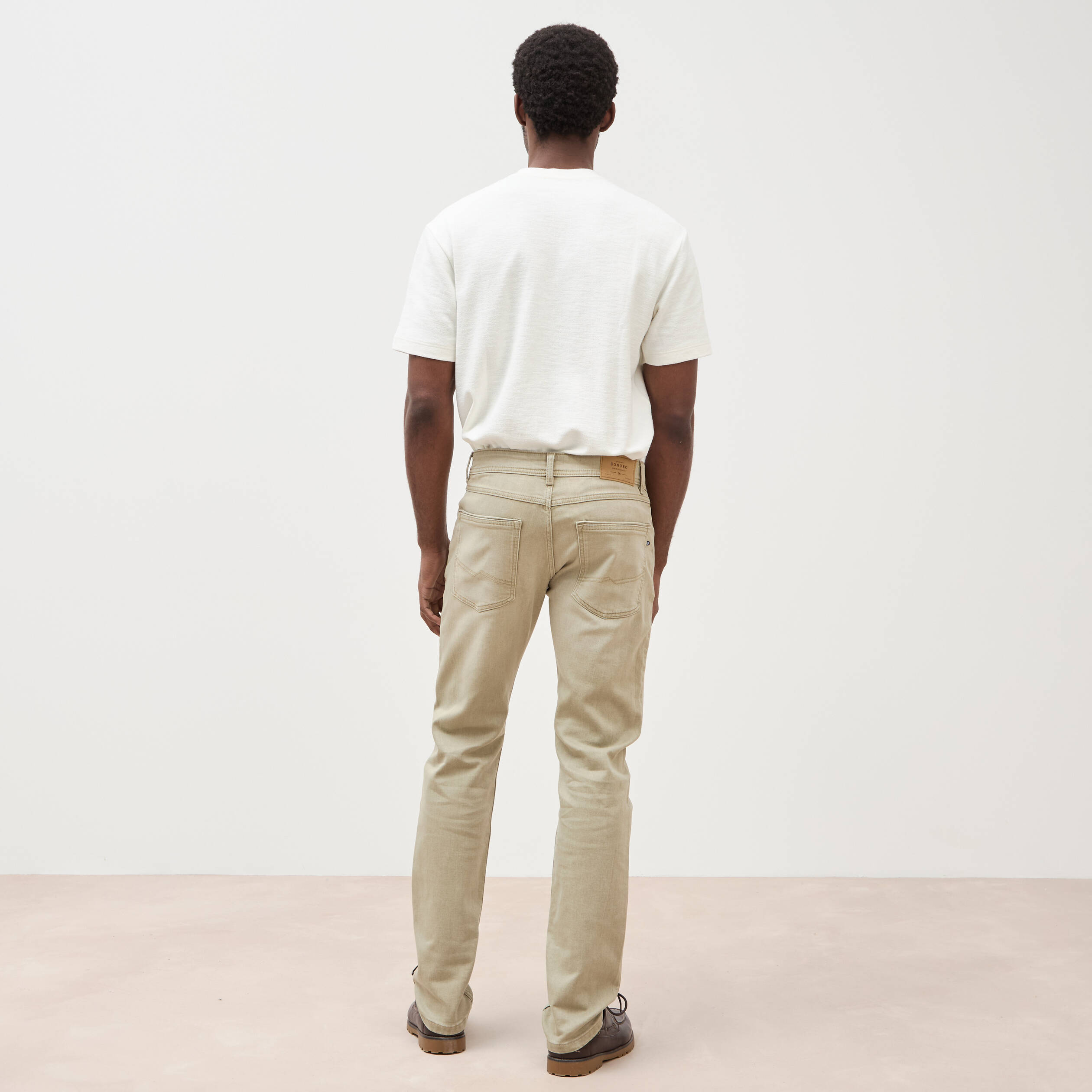 Jeans straight longueur 34 denim vert kaki homme