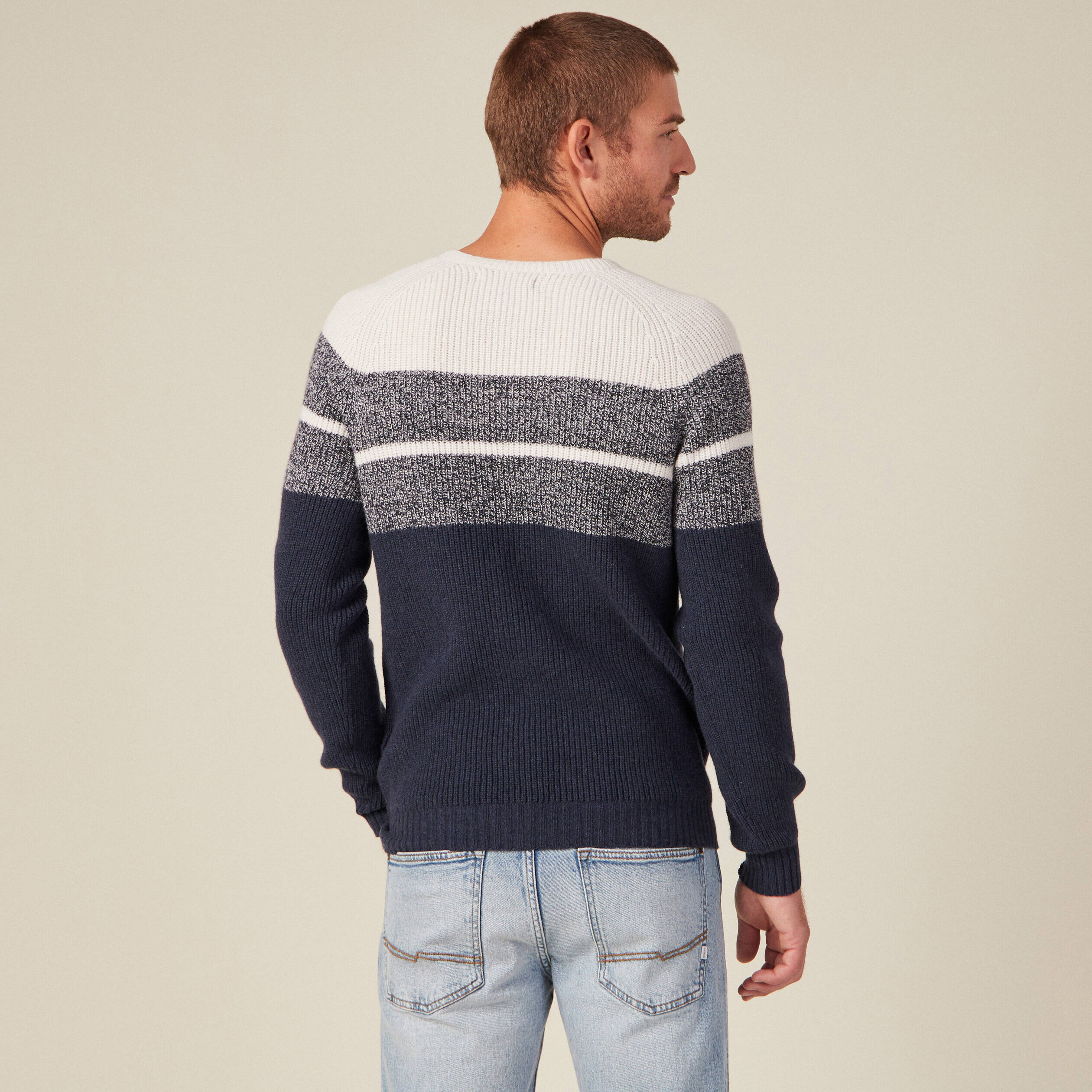 Pull manches longues fabriqué en France ecru homme