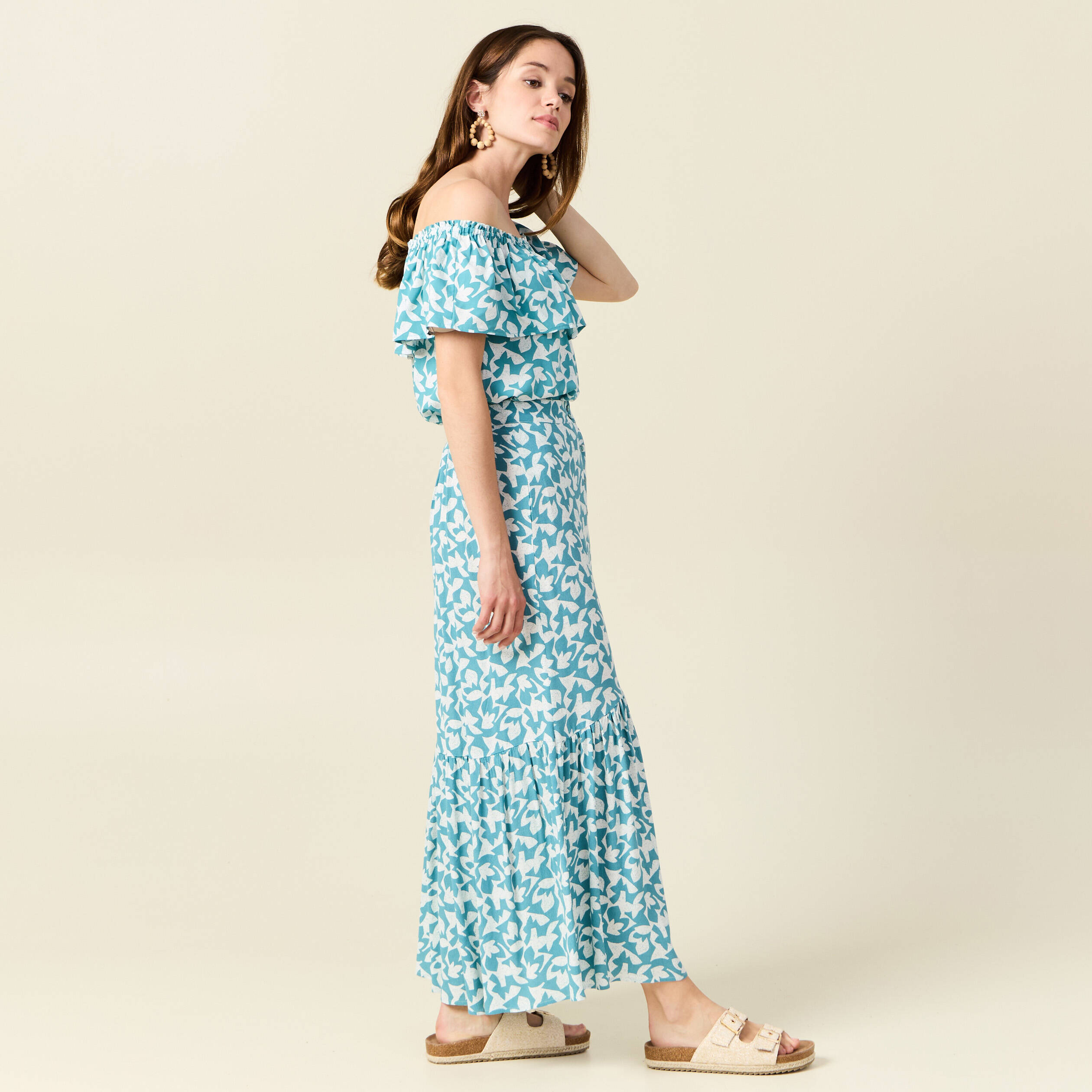 jupe longue evasee fluide blanc femme Jupe longue évasée fluide blanc femme