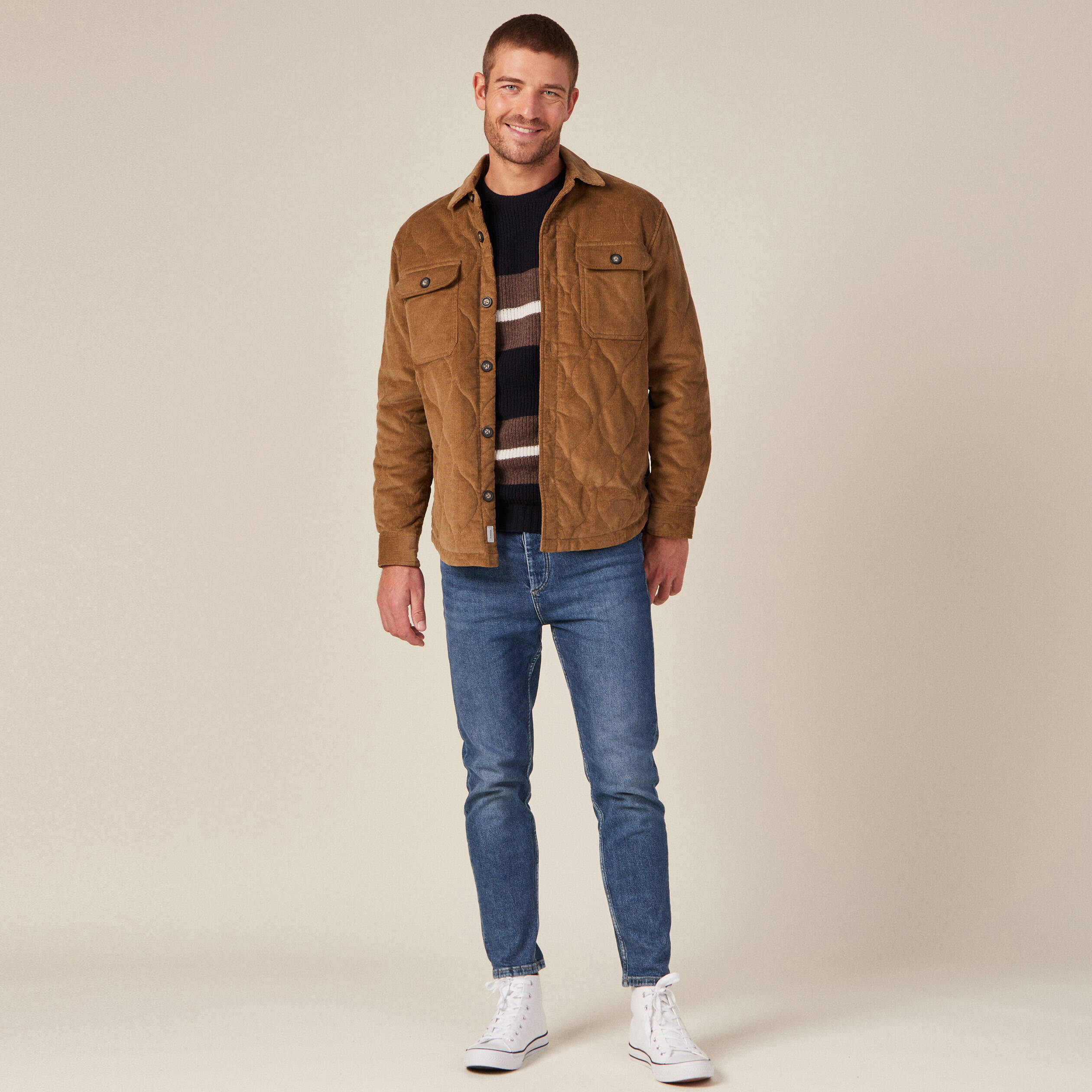 Pull manches longues fabriqu&eacute; en France bleu marine homme