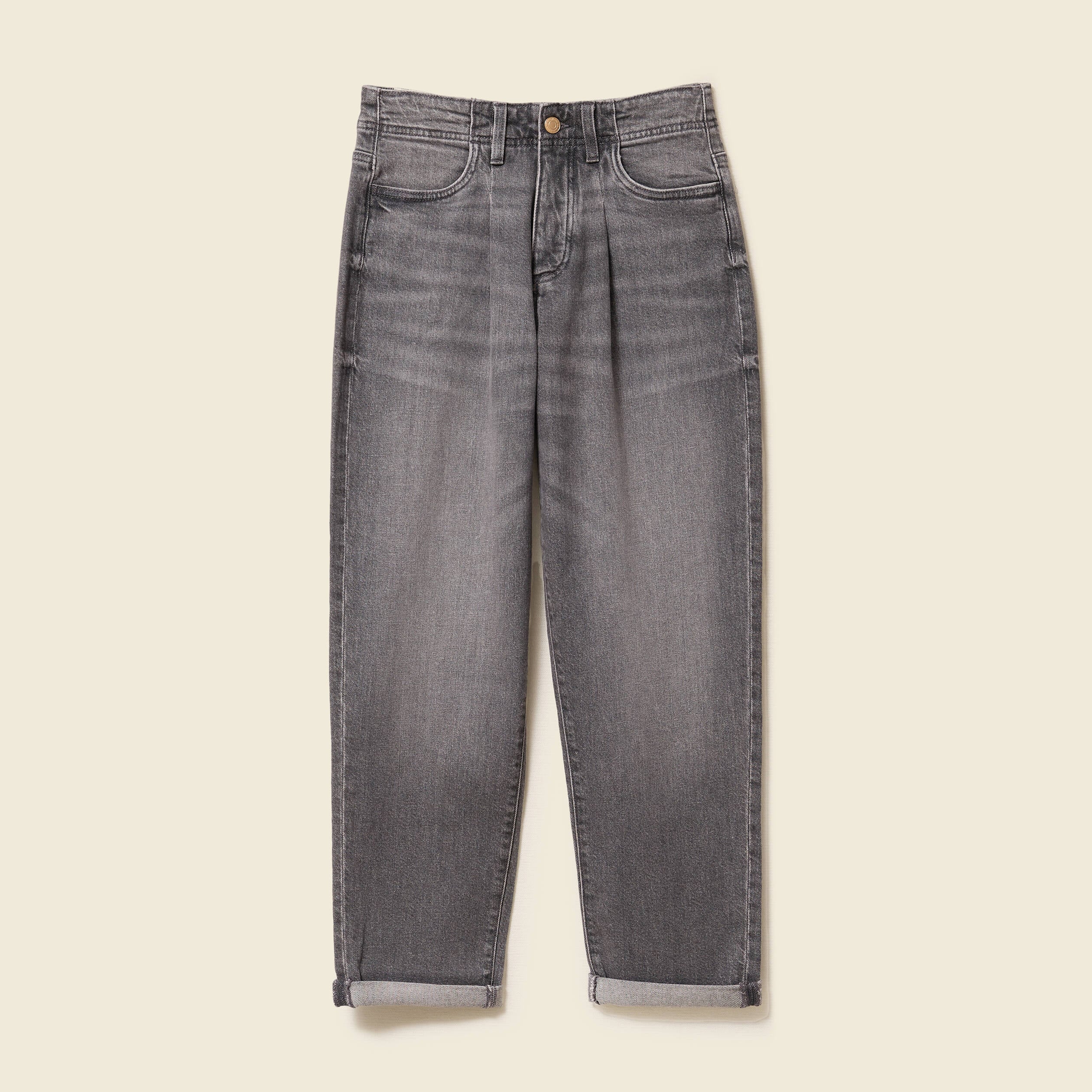 Pantalon mom taille haute 7/8&egrave;me denim denim gris femme