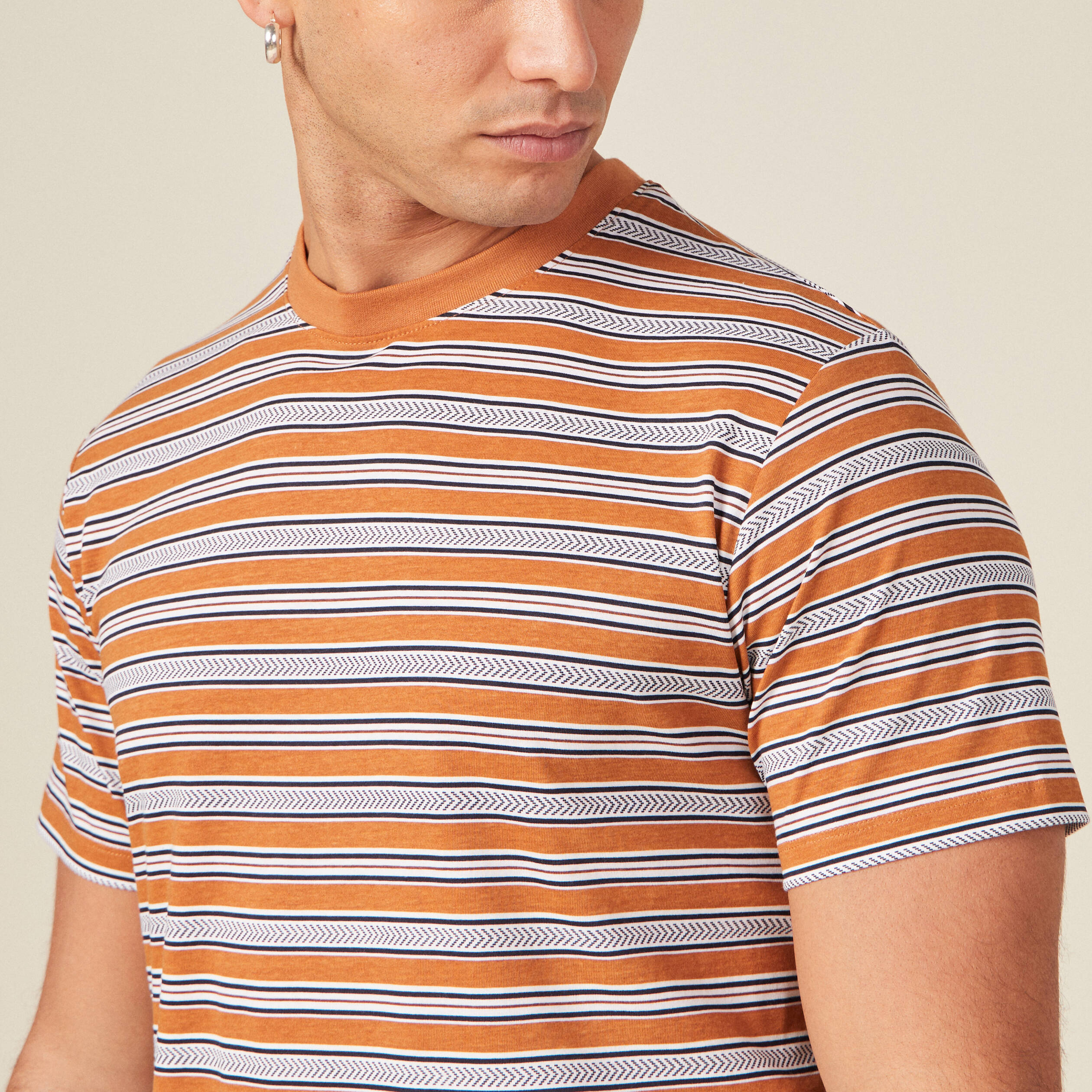 t shirt manches courtes marron clair homme T-shirt manches courtes marron clair homme