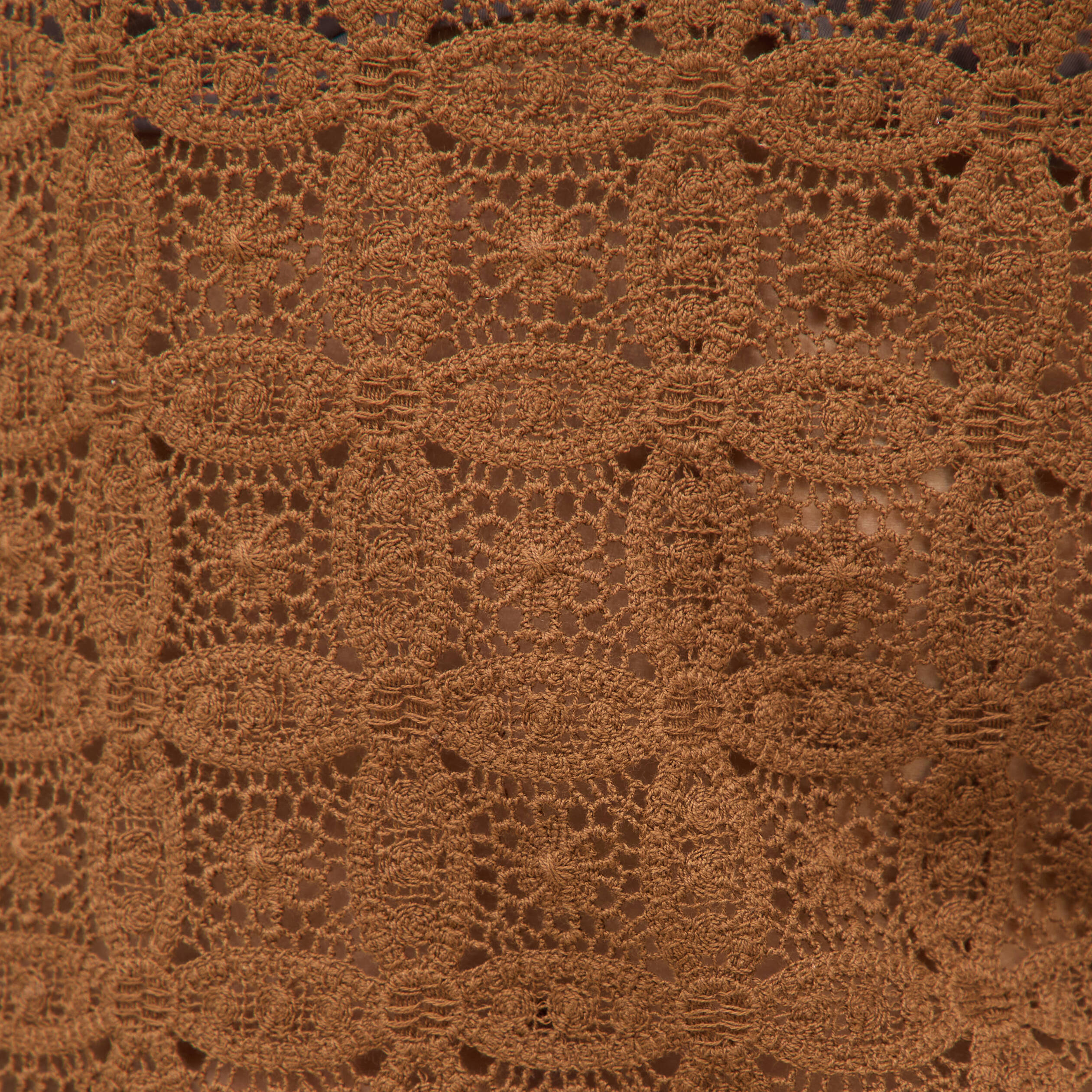 T-shirt manches longues en dentelle marron femme