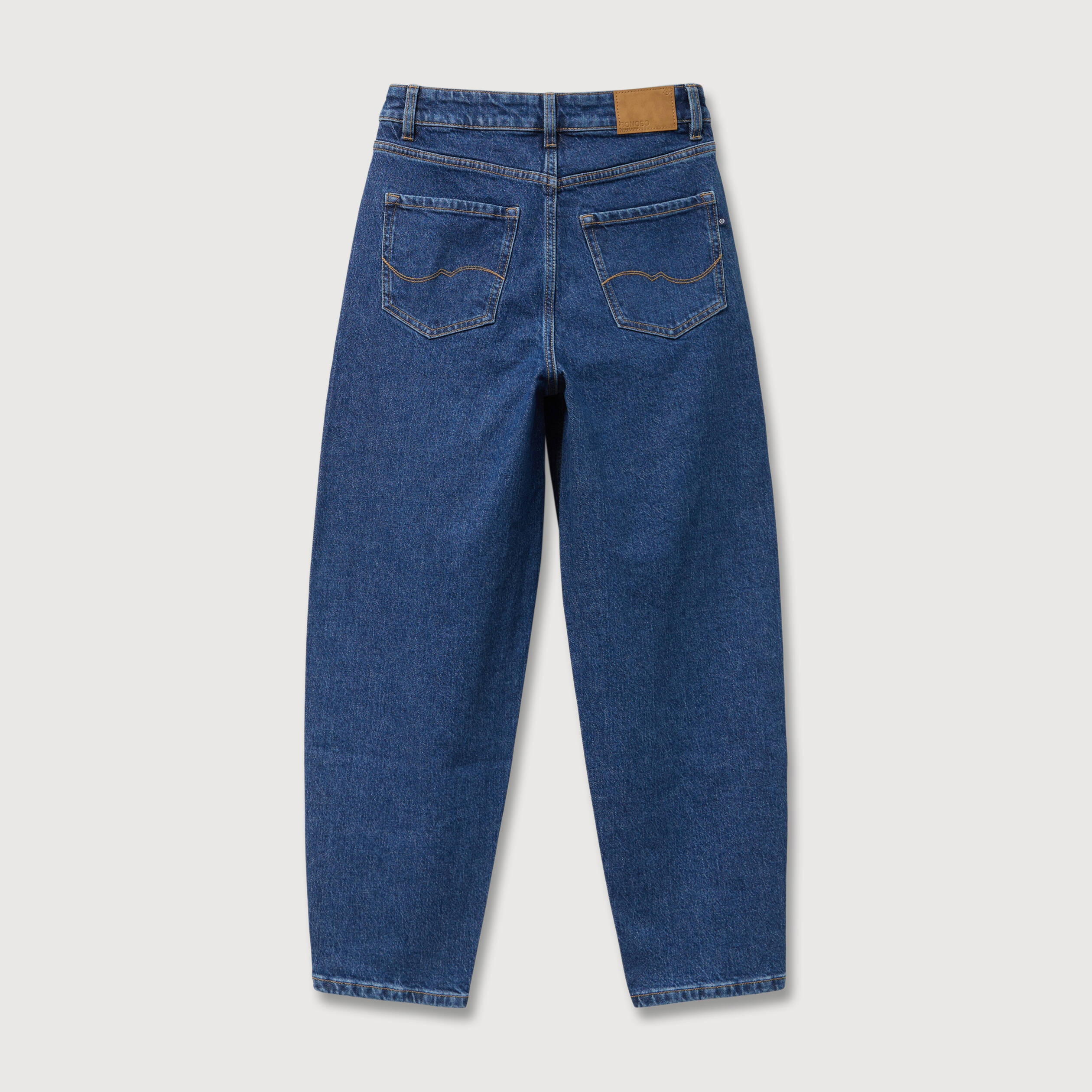 Jeans barrel taille haute 7/8&egrave;me denim brut femme
