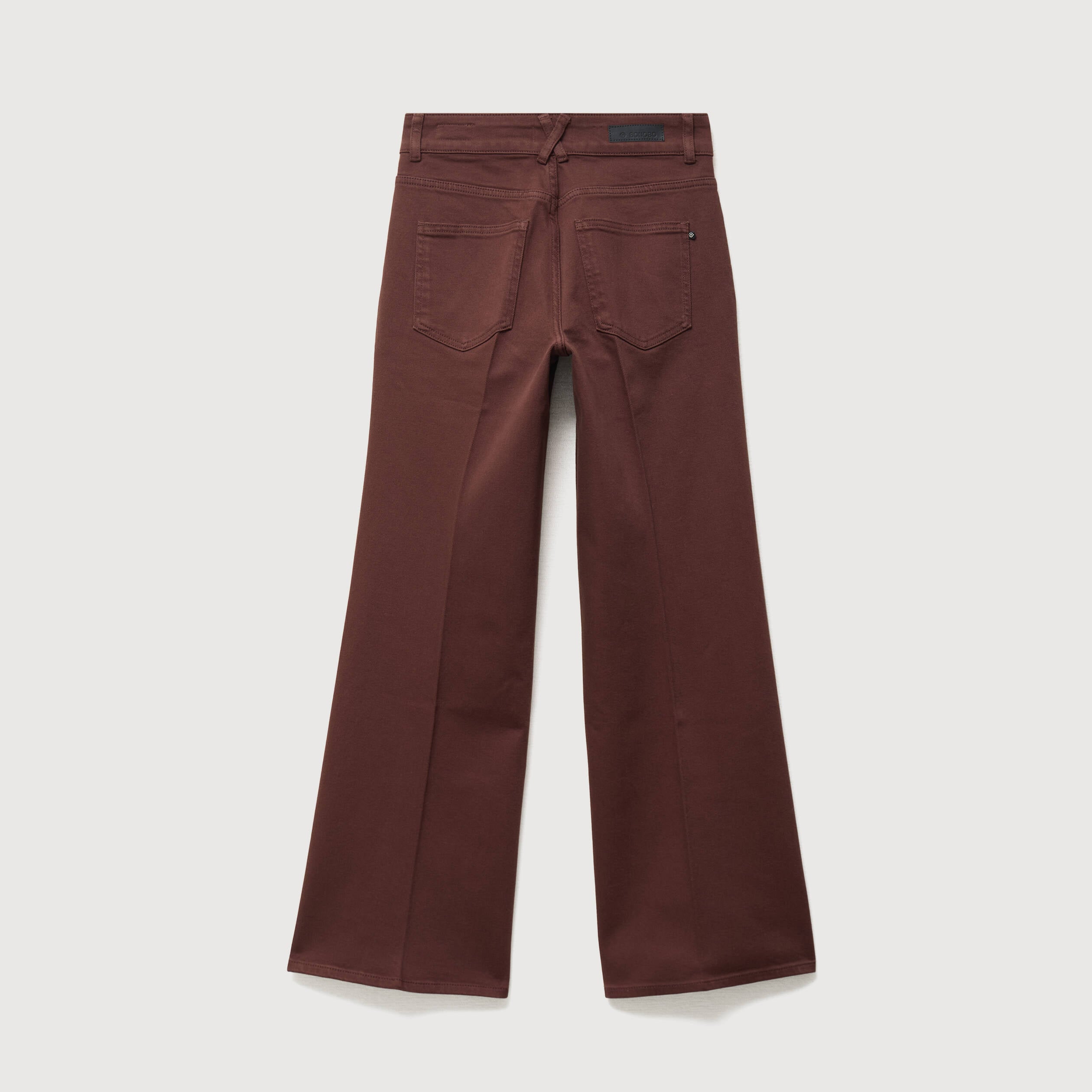 Jeans flare taille haute marron femme