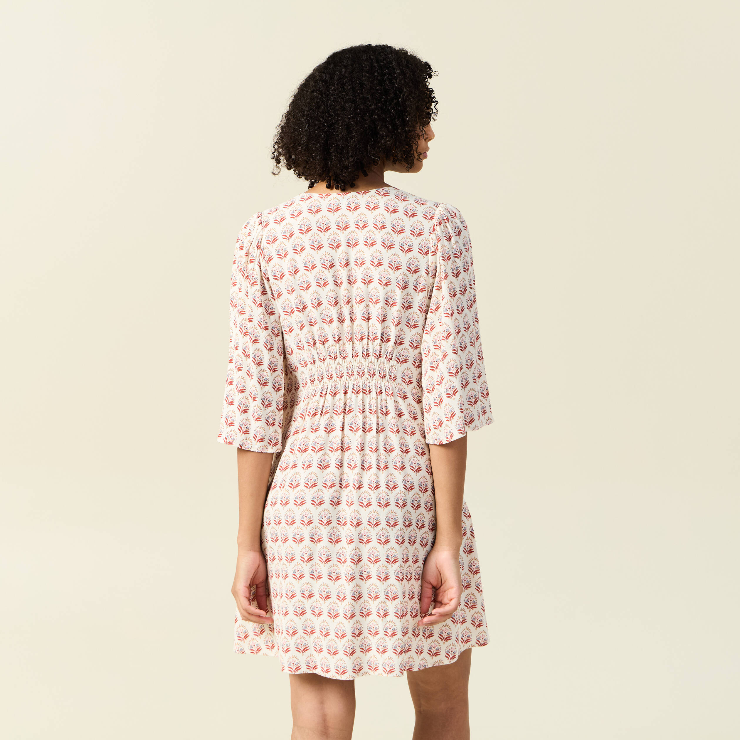 robe evasee manches 34 ivoire femme Robe évasée manches 3/4 ivoire femme