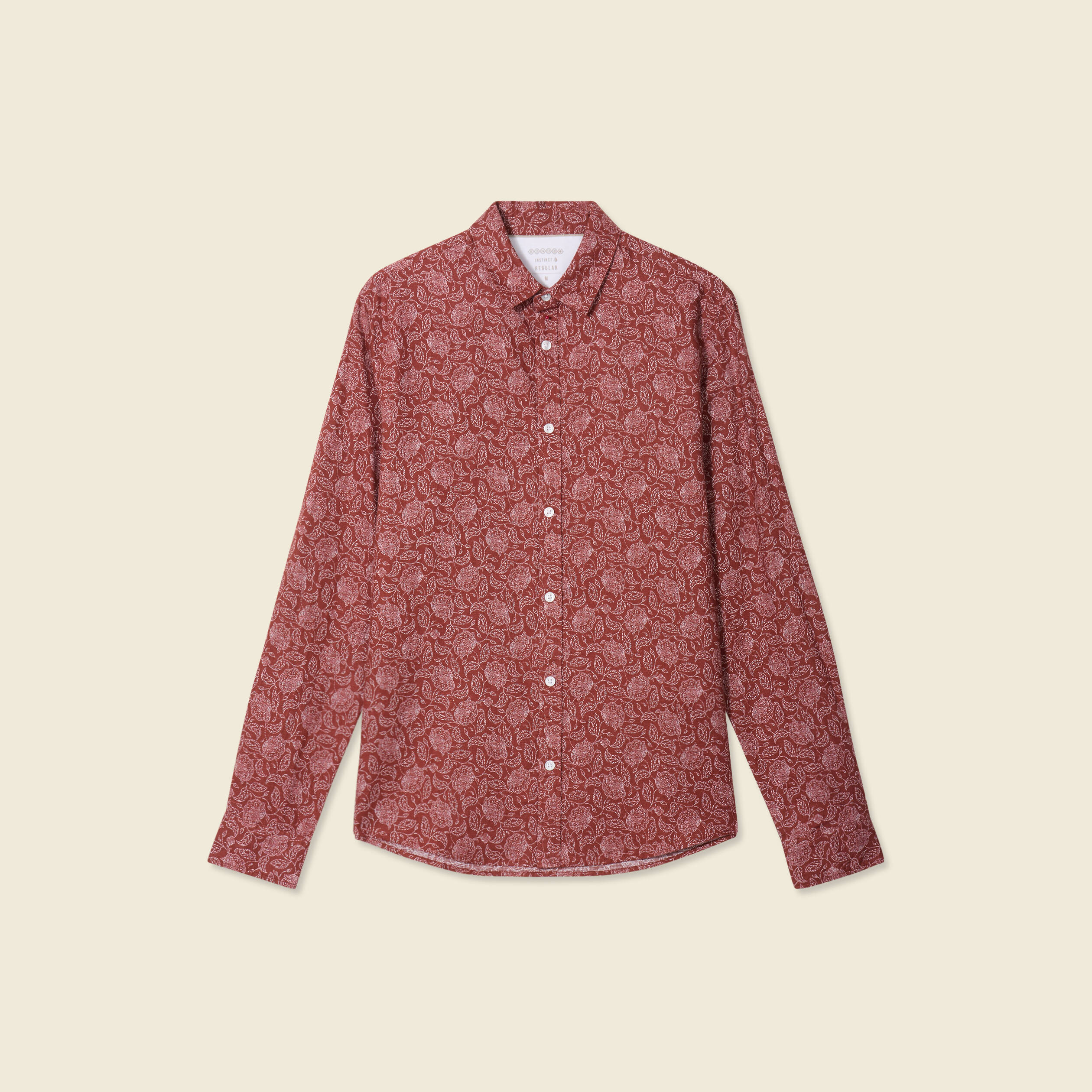 Chemise manches longues marron homme