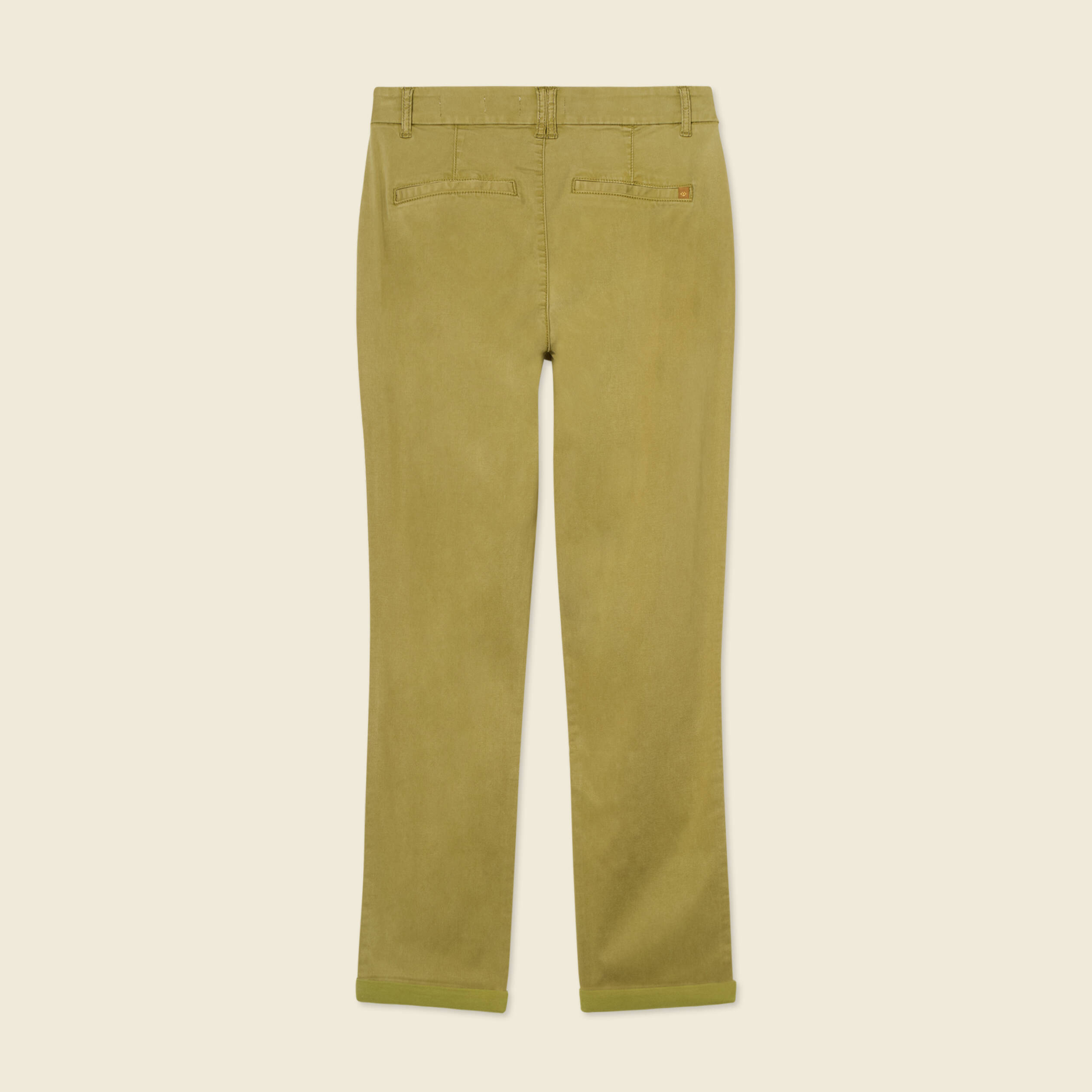 Pantalon chino cigarette vert olive femme