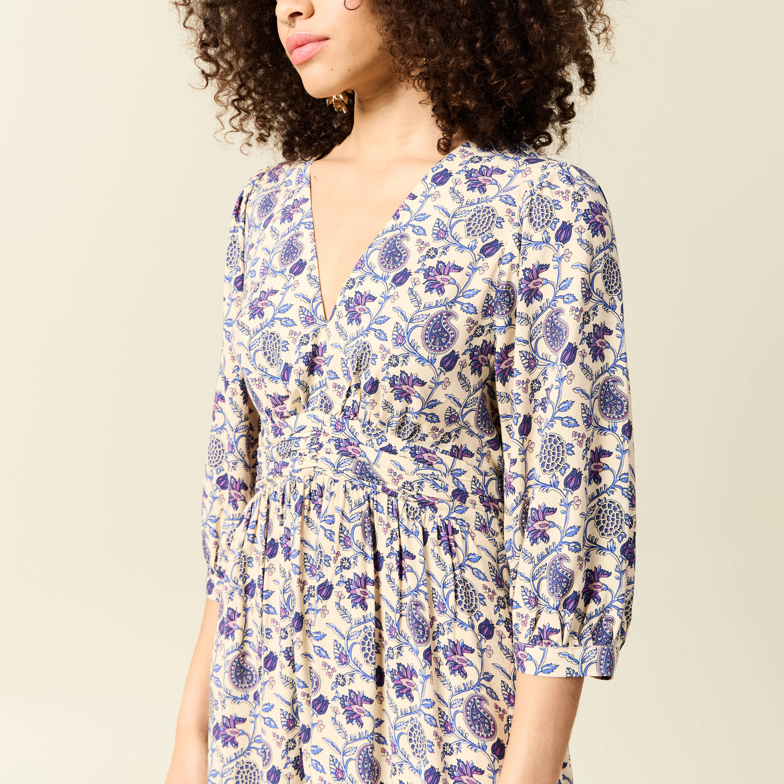 Robe BCBG Max Azria Jersey Manches Longues Col V - Bleu Iris Taille S Neuve Avec étiquette