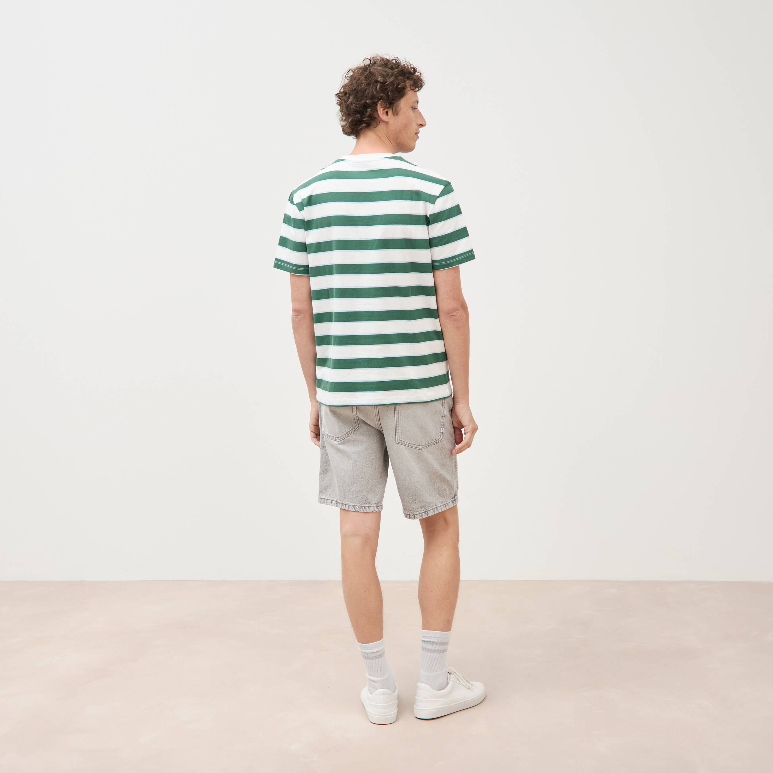 T-shirt ample en coton col rond ecru homme