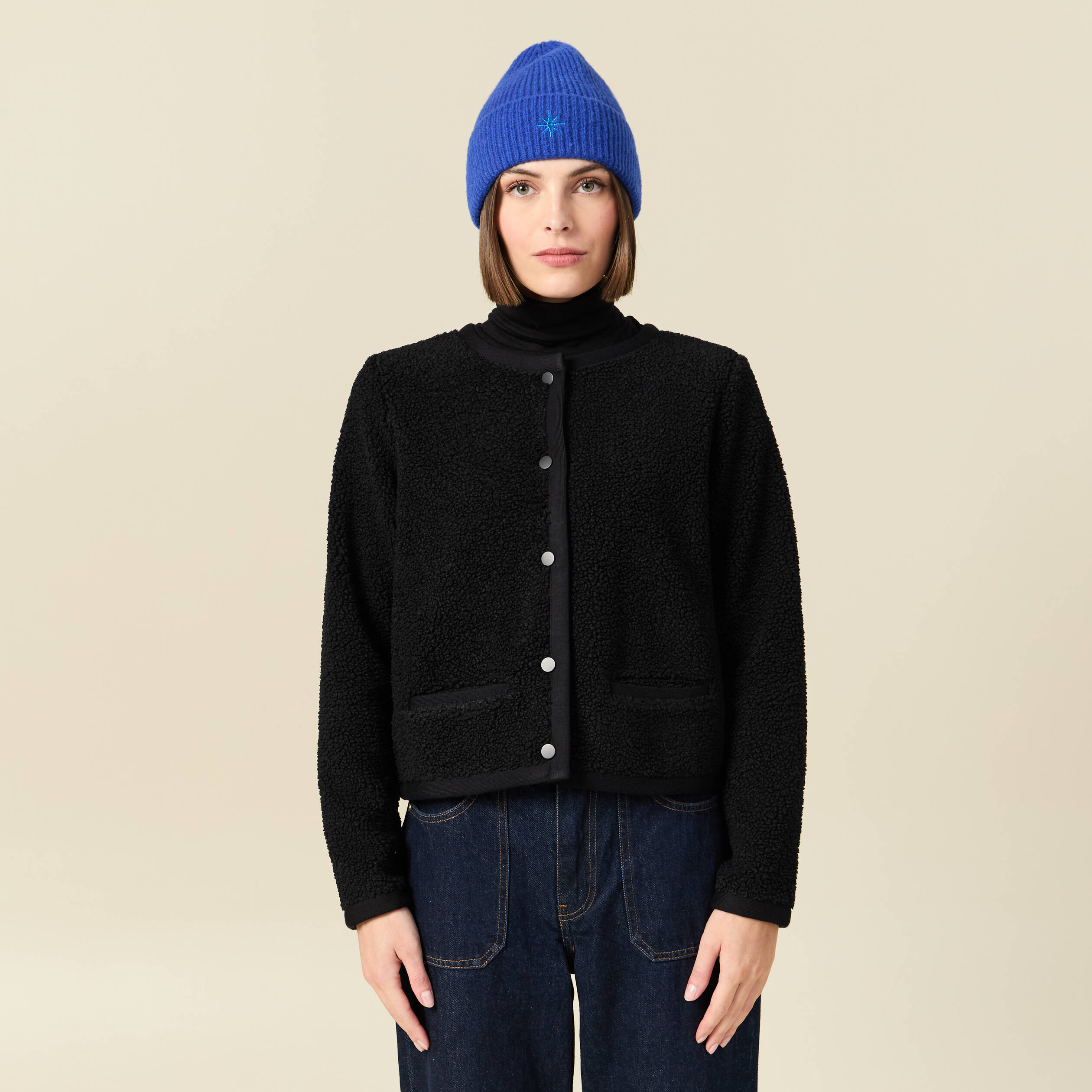 Gilet manches longues noir femme