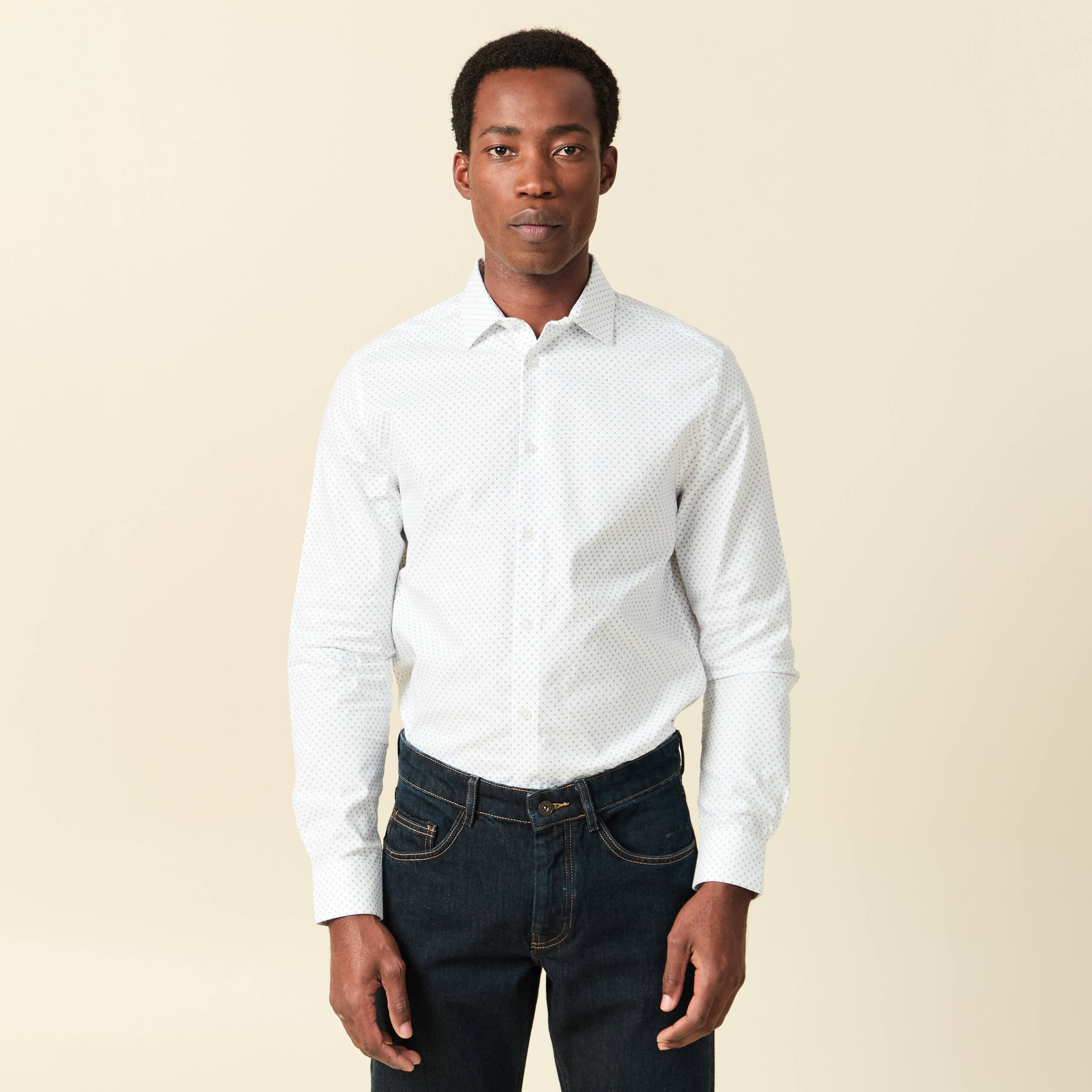 Chemise manches longues blanc homme