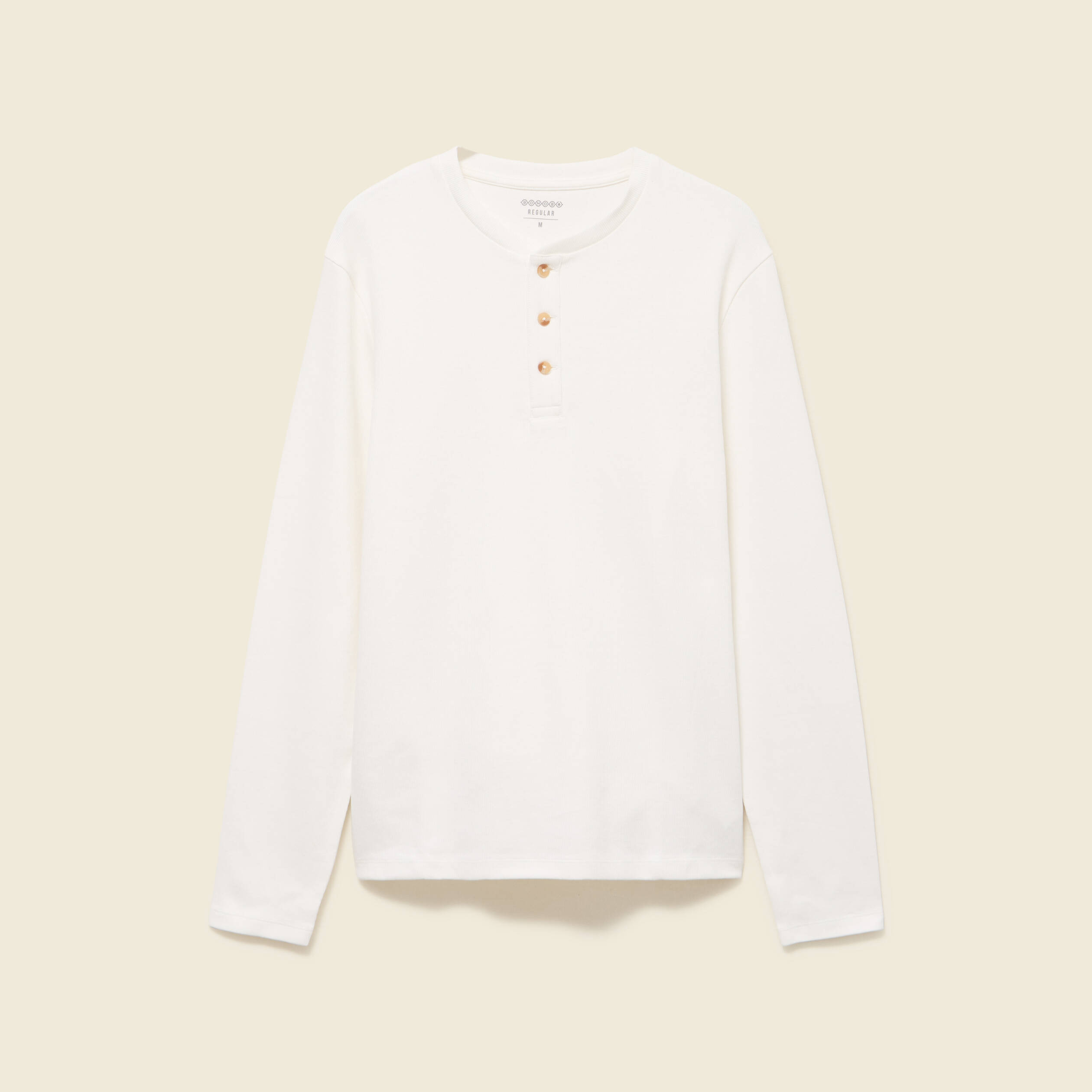 T-shirt cintr&eacute; en coton manches longues ecru homme