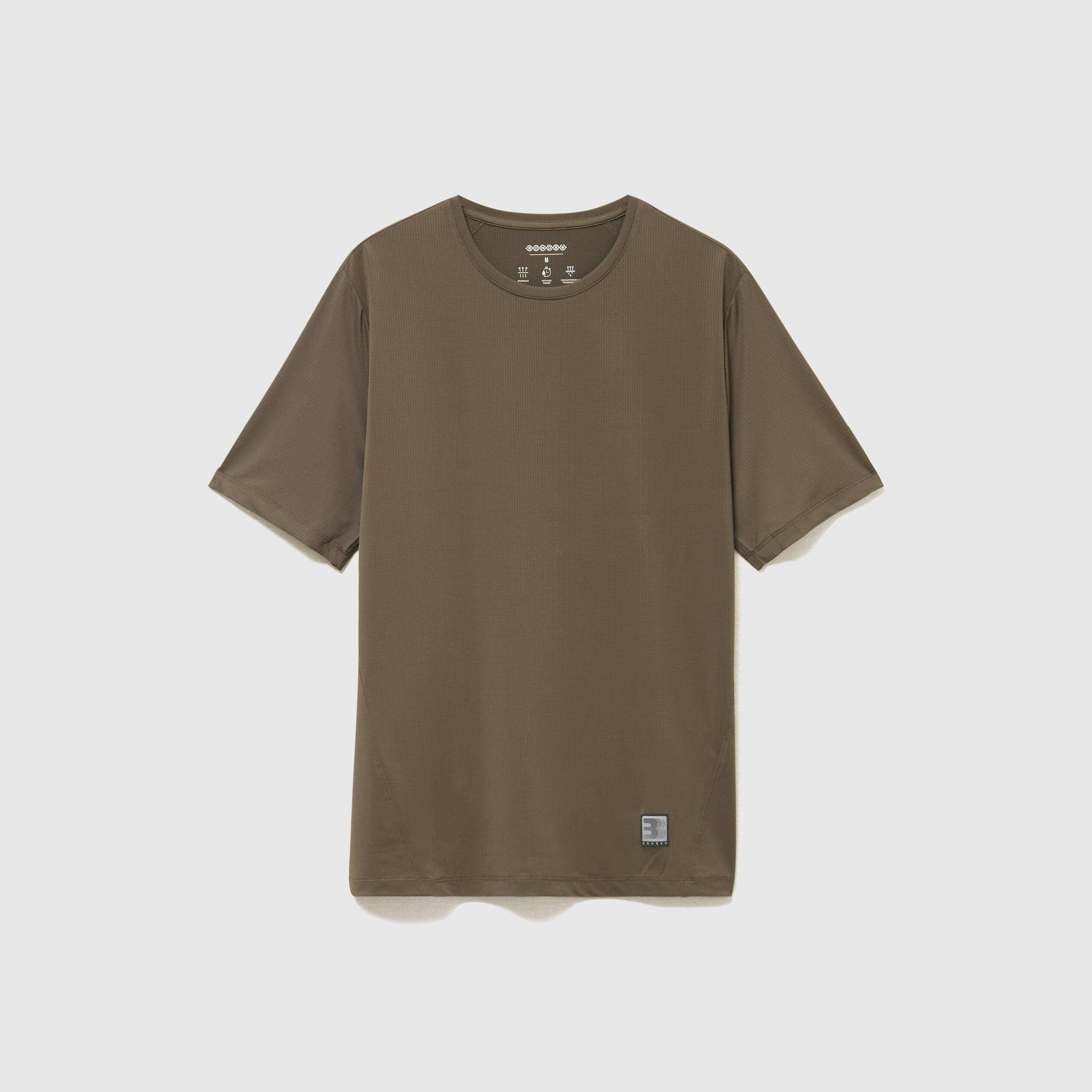 T-shirt col rond manches courtes taupe homme