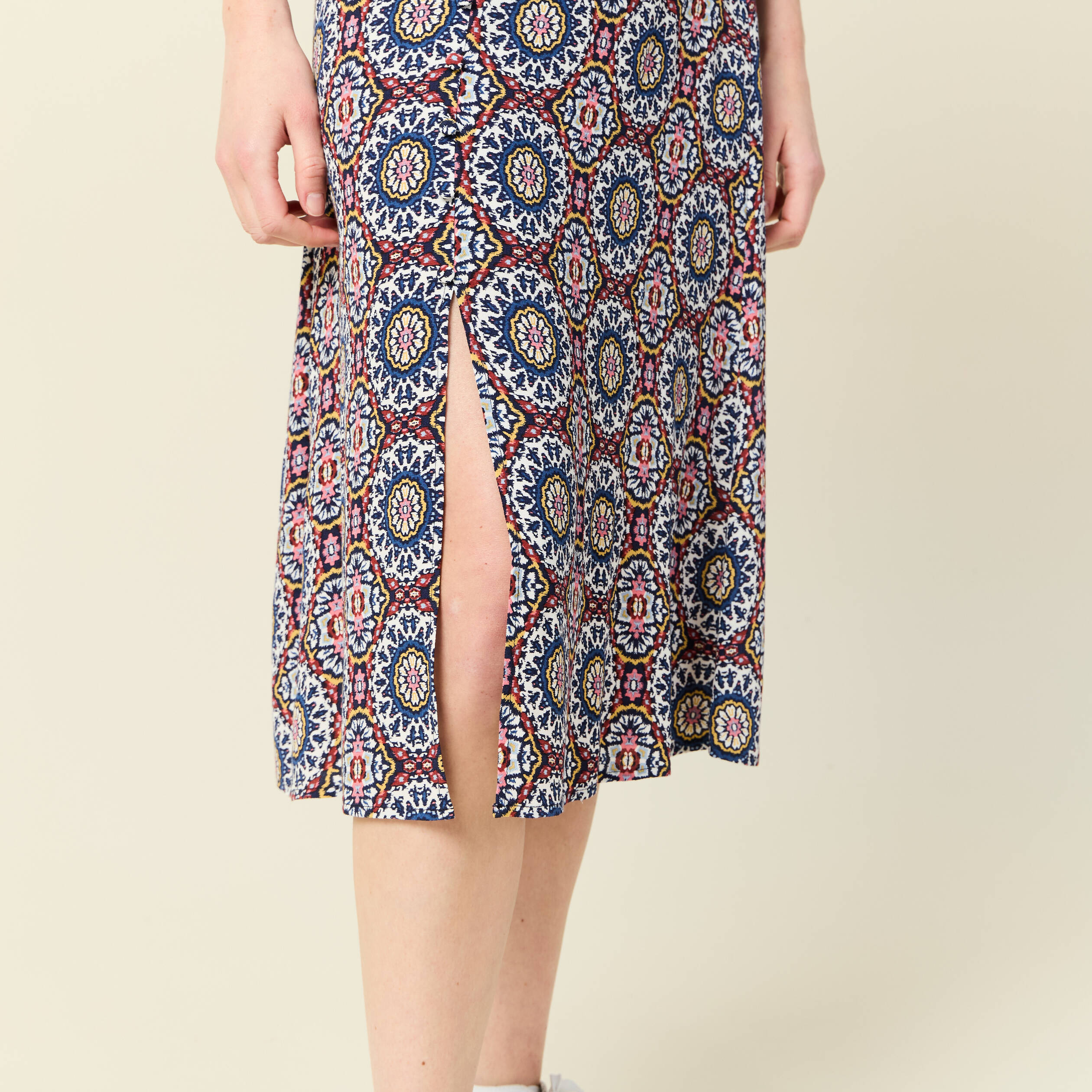 jupe midi droite fendue bleu marine femme Jupe midi droite fendue bleu marine femme