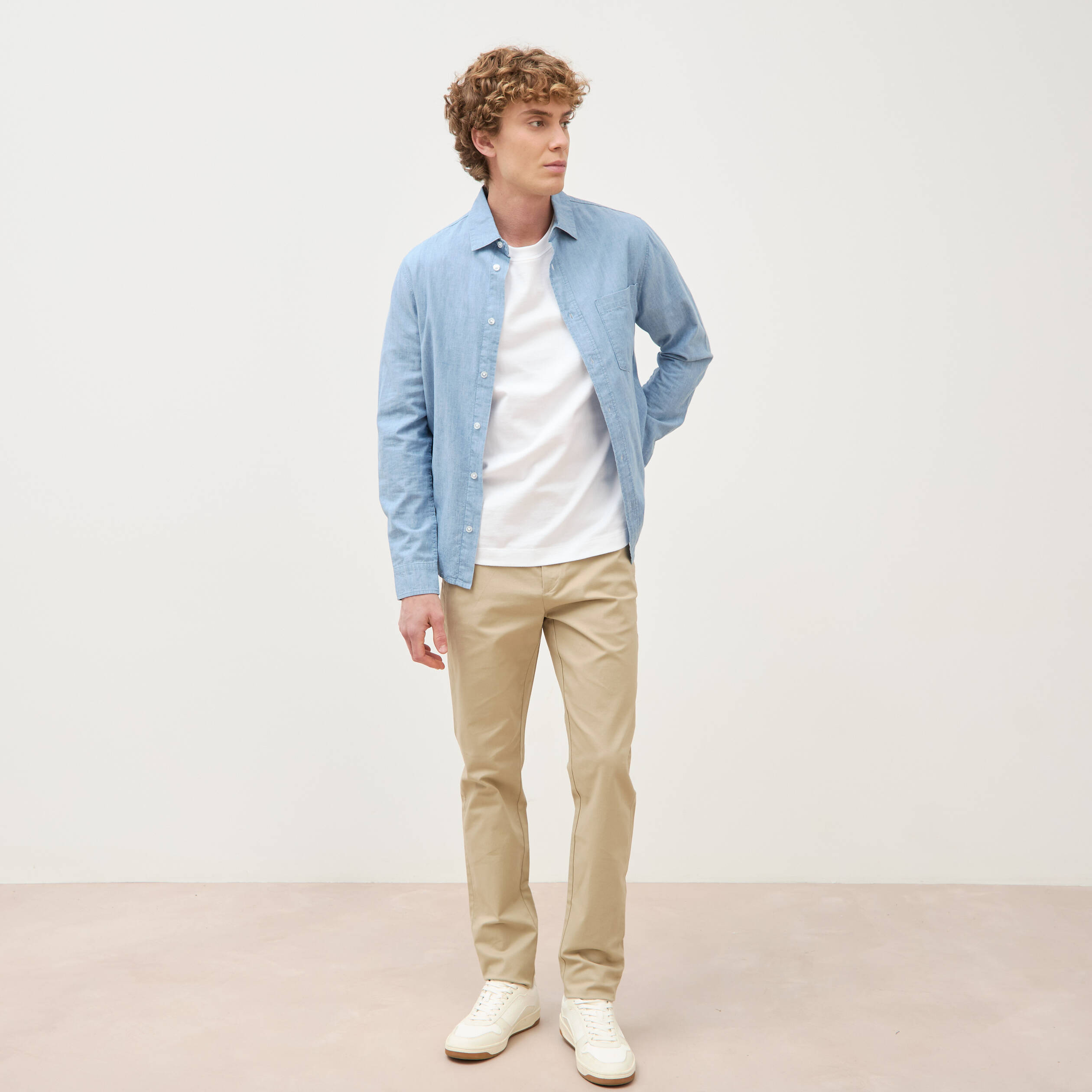 Pantalon chino slim beige homme