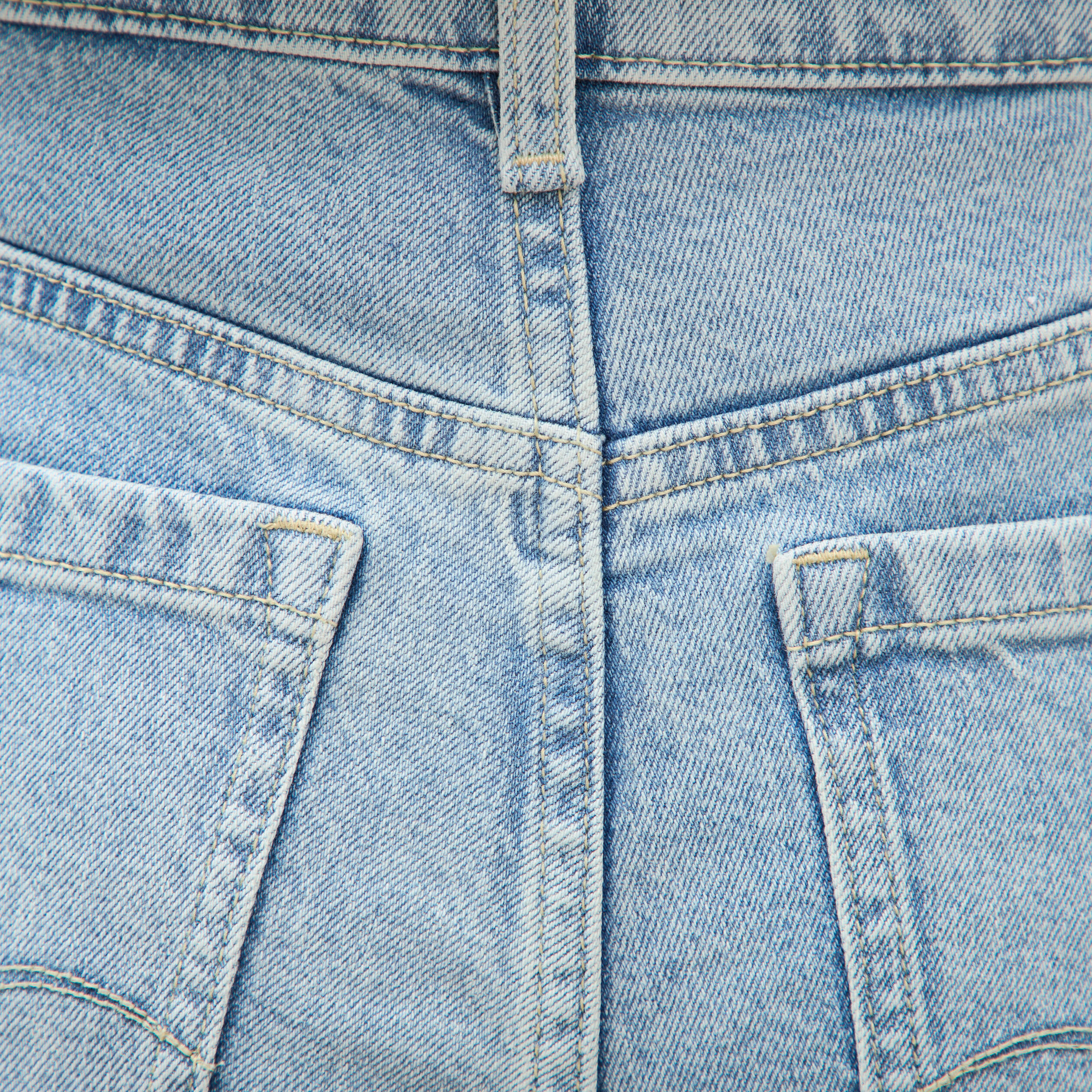 Jeans large taille haute denim baby bleu femme