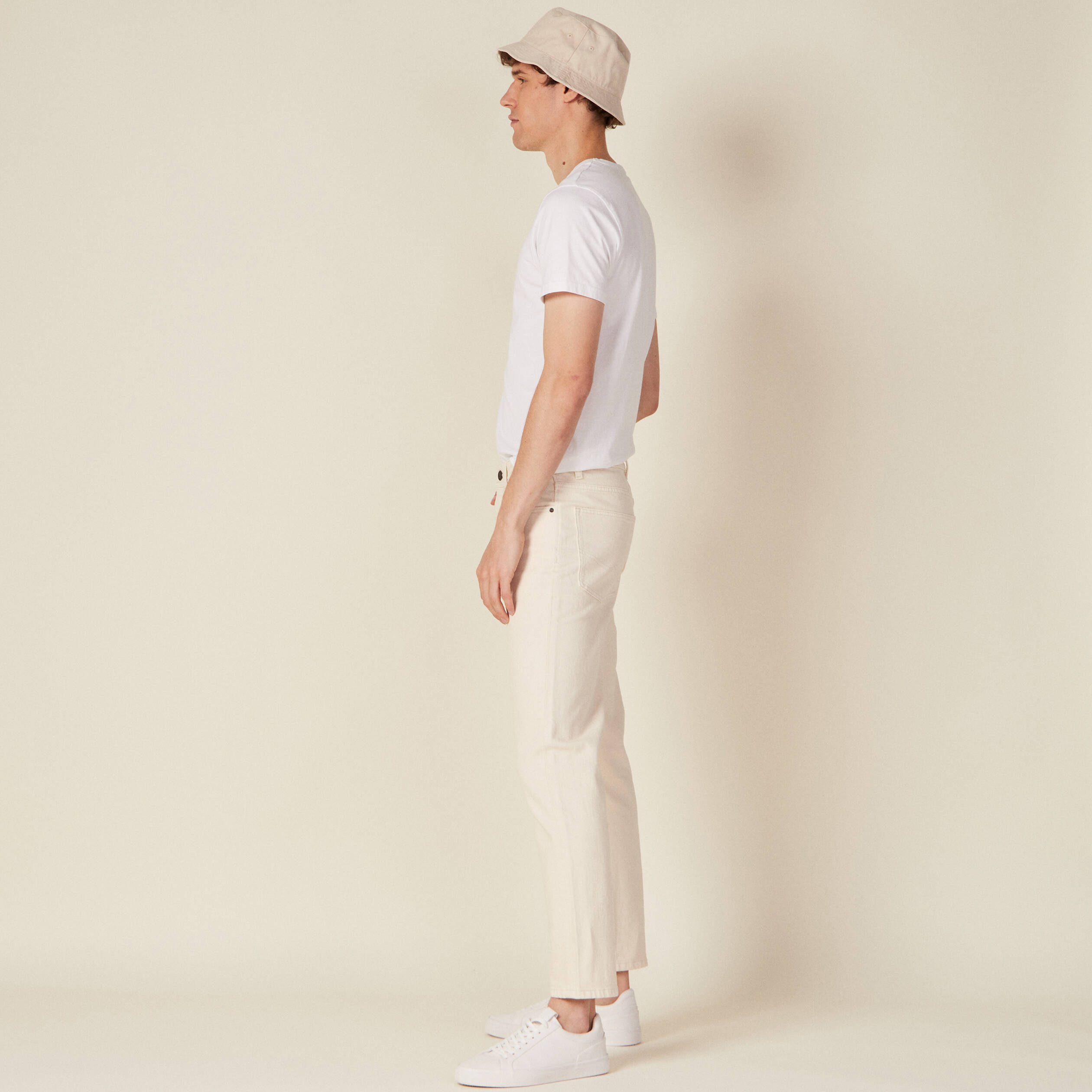 Jeans slim 5 poches denim blanc homme