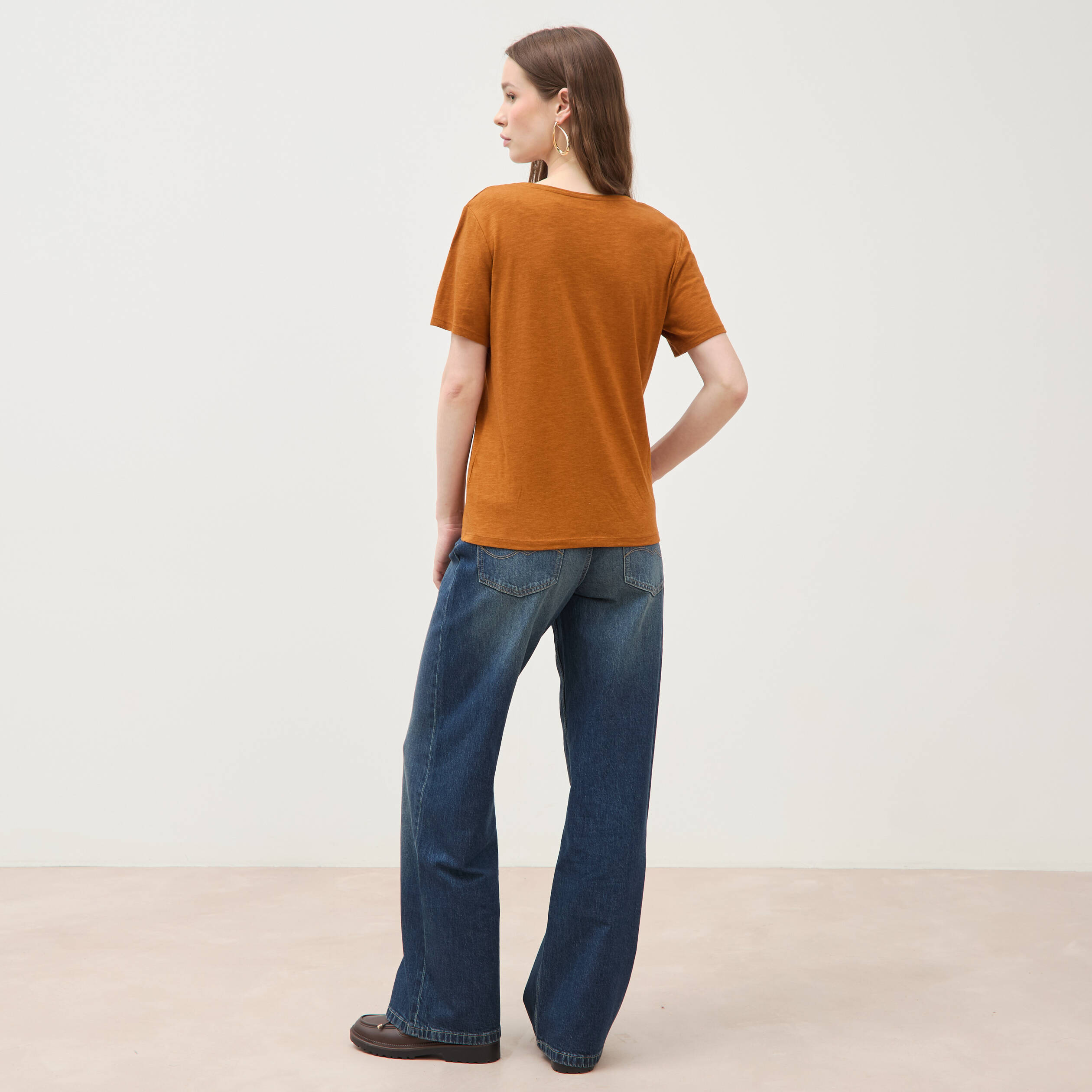 T-shirt manches courtes camel femme