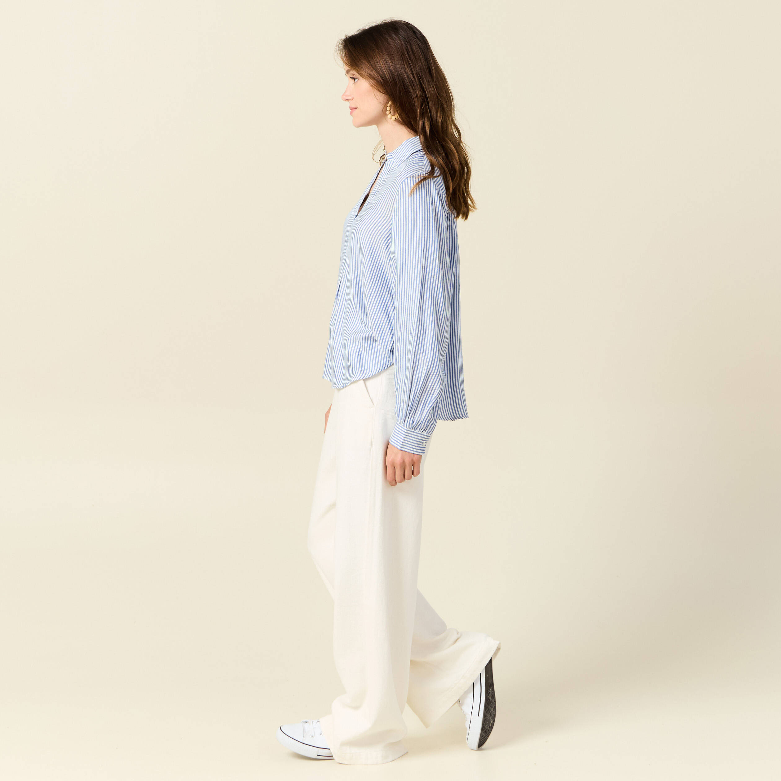 Blouse manches longues ecru femme
