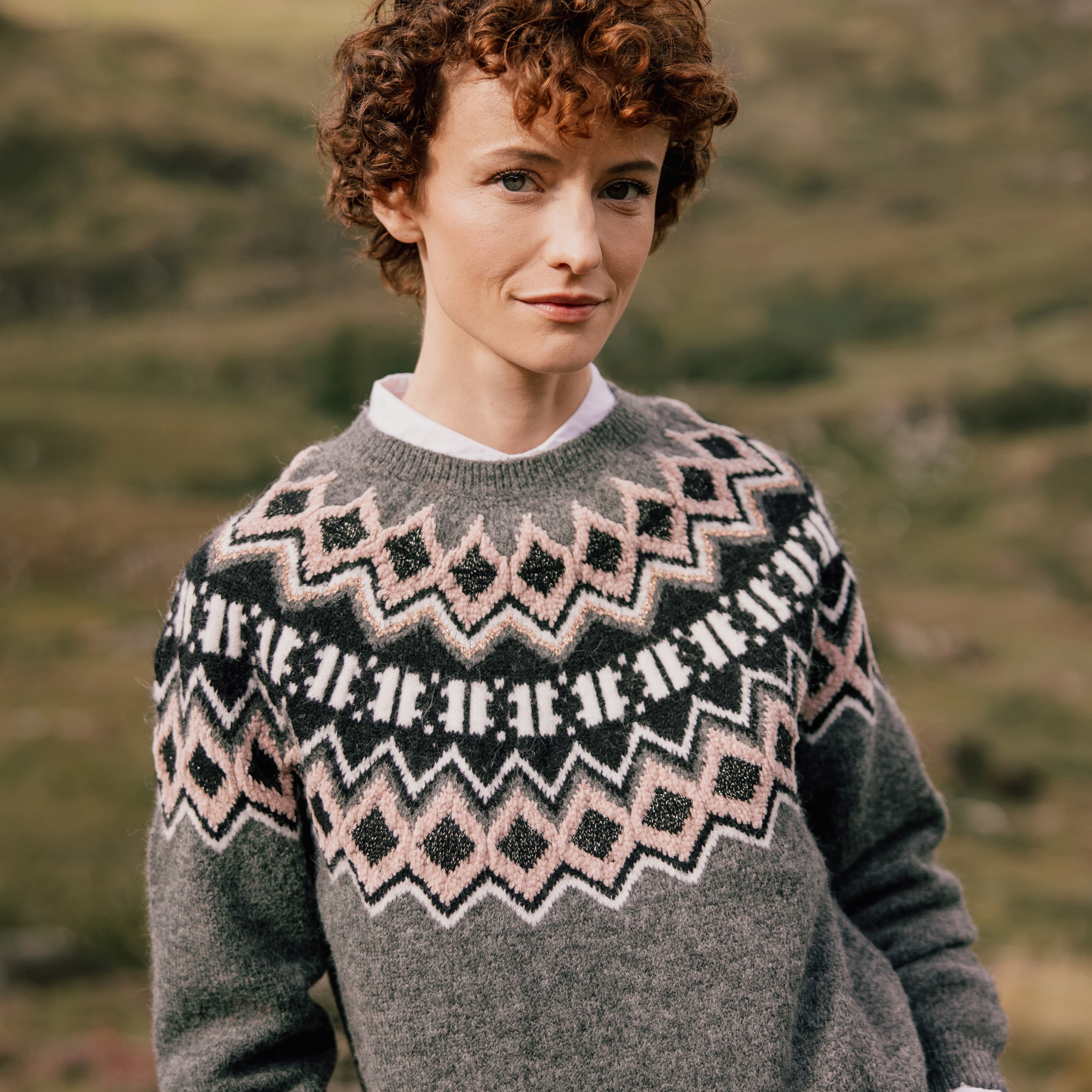 Pull Femme Hiver GRECERELLE - Col Rond, Motif Nid D'abeille, 100% Acrylique, Manches Longues, Style Géométrique