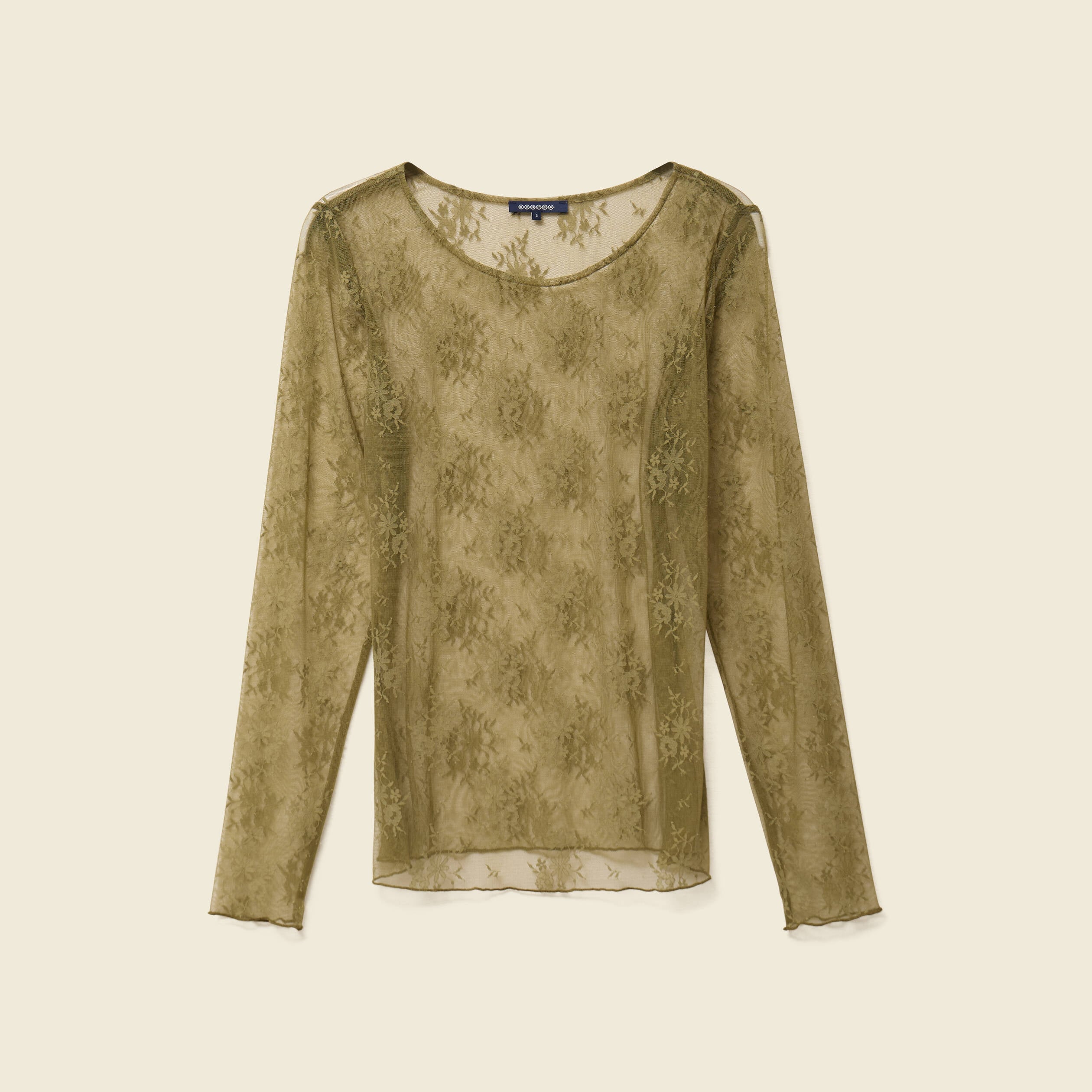 T-shirt ajust&eacute; manches longues col rond vert kaki femme