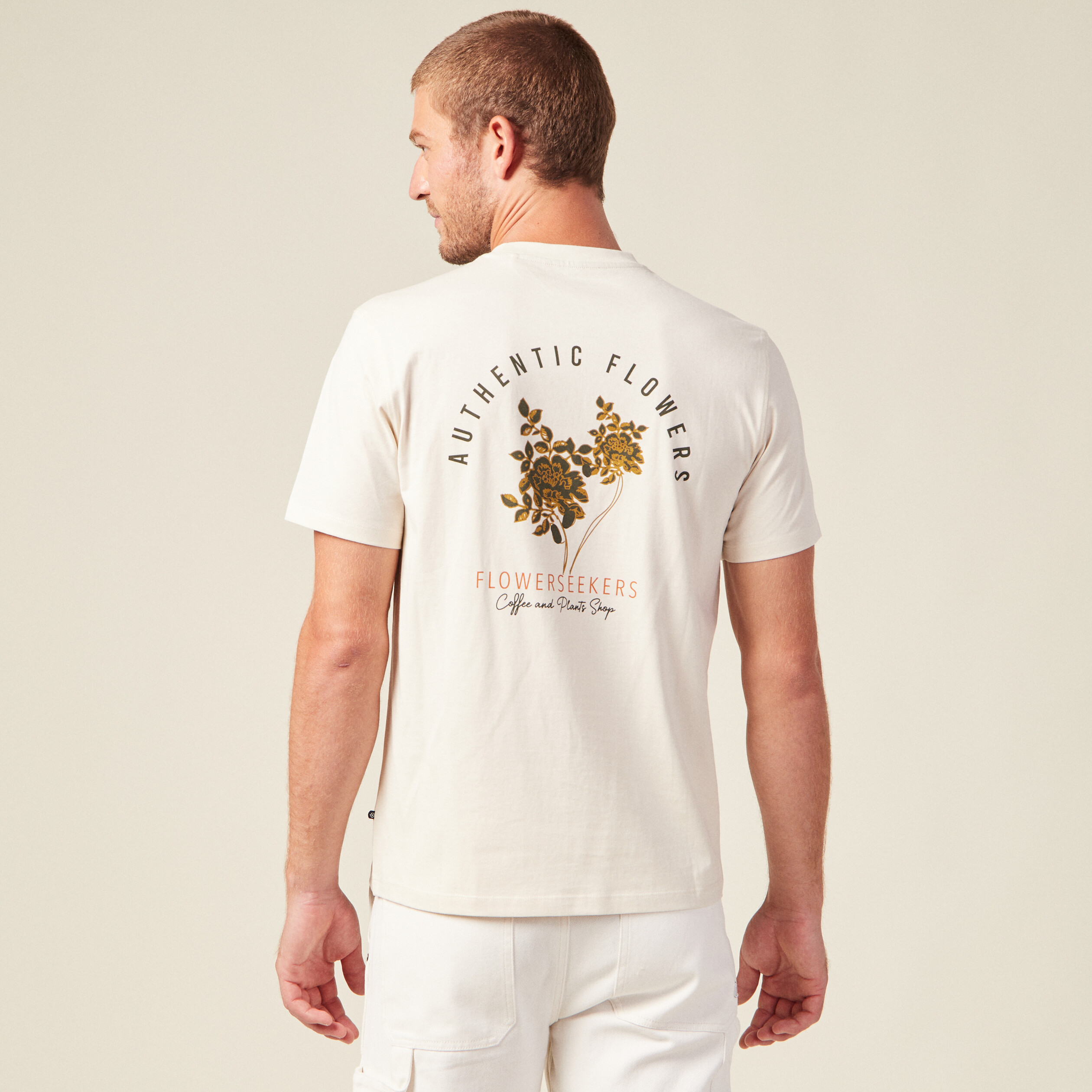 T-shirt manches courtes ecru homme