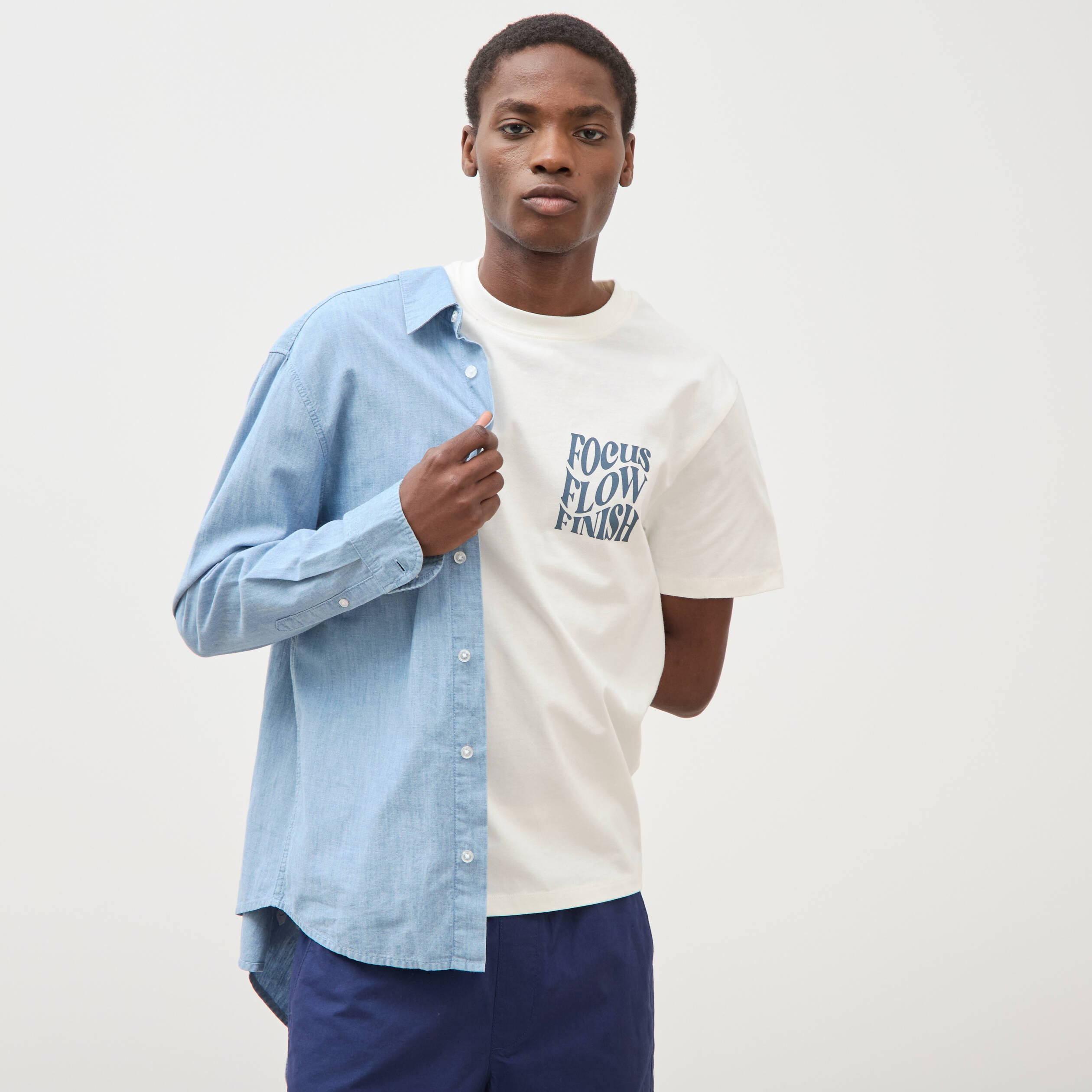 T-shirt en coton ecru homme