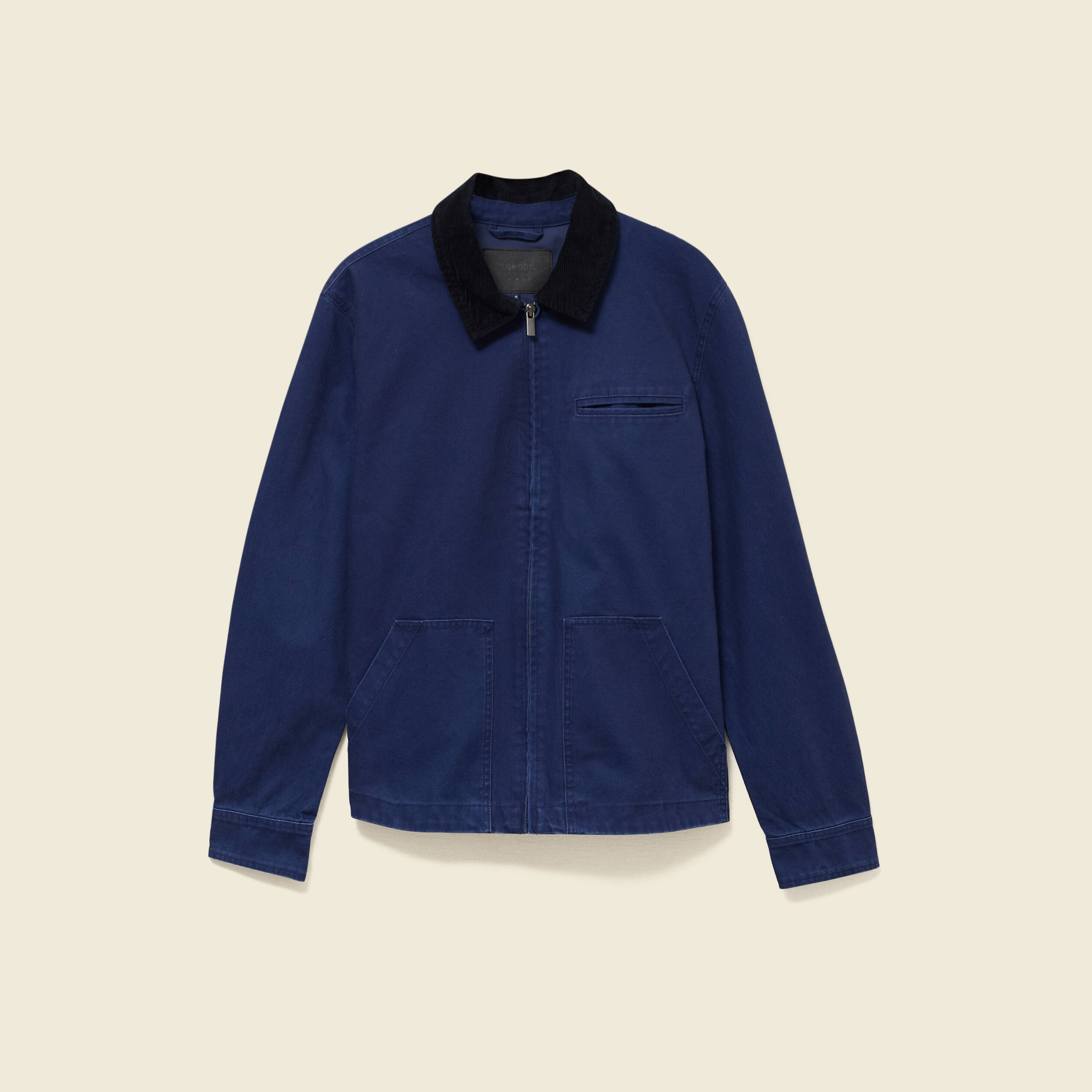 Blouson manches longues en coton bleu fonc&eacute; homme