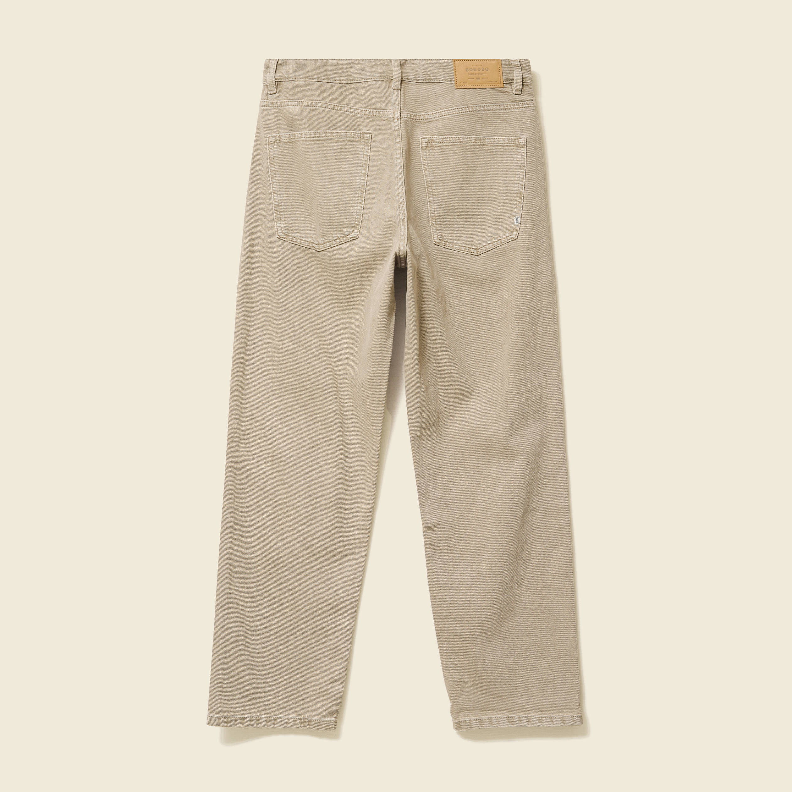 Jeans large longueur 32 en coton denim beige homme