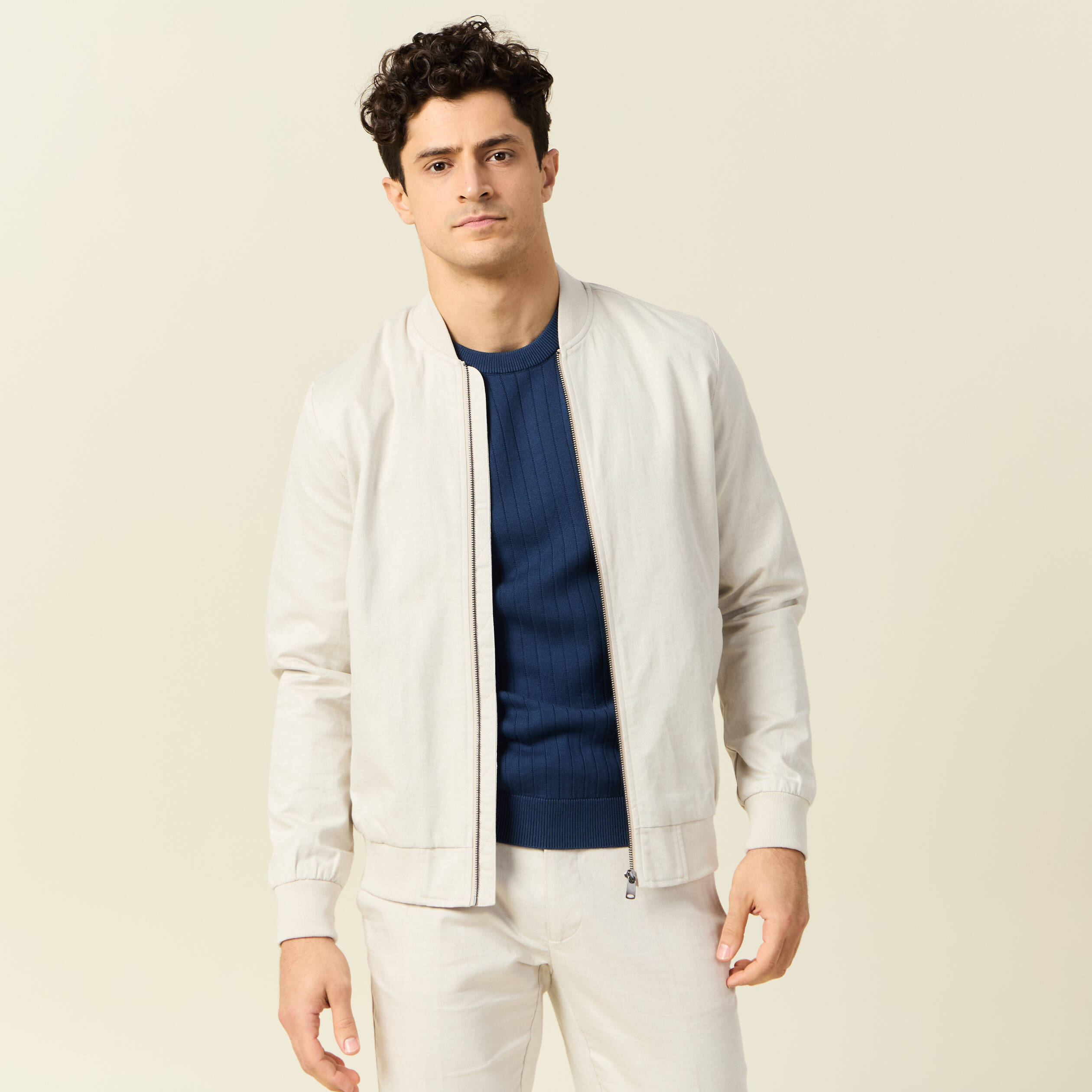Blouson zipp&eacute; col teddy sable homme